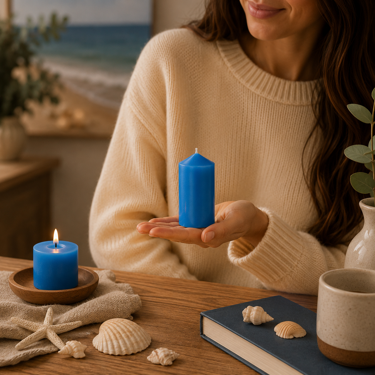 Home Universal® 6 Velas Aromáticas Perfumadas, 9 Aromas Disponibles, 2 Tamaños Disponibles, Velas Decorativas para Hogar, Relax, Spa y Aromaterapia (AZUL MARINO Ø47 × 110 mm)