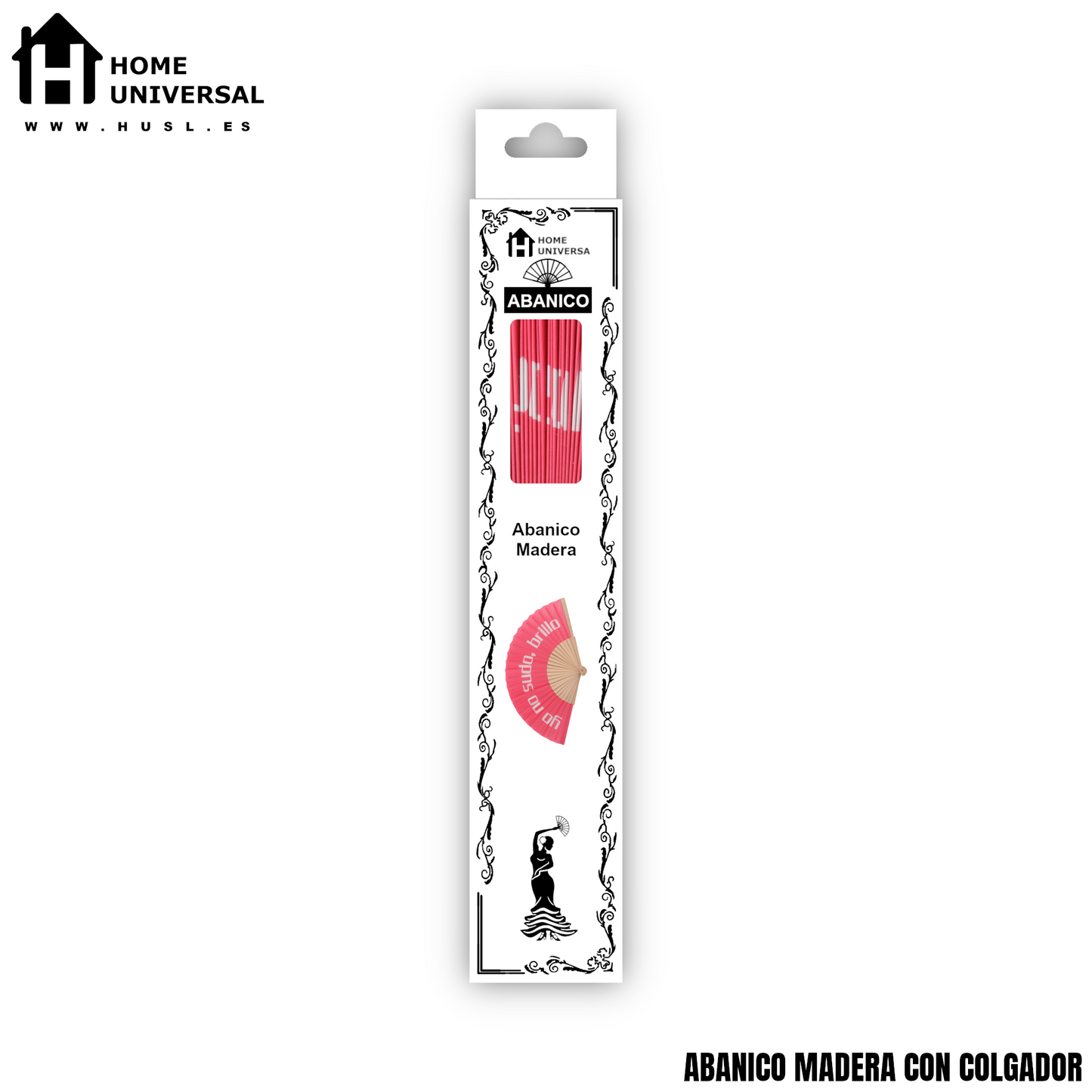 Home Universal® Abanico 23 cm con Cuerda para Cuello – Abanico Plegable de Madera Ligero y Portátil – Accesorio de Verano para Playa, Festivales, Bodas y Eventos – Diseño Divertido, Ideal para Viajes y Calor (yo no sudo, brillo (Rosa))