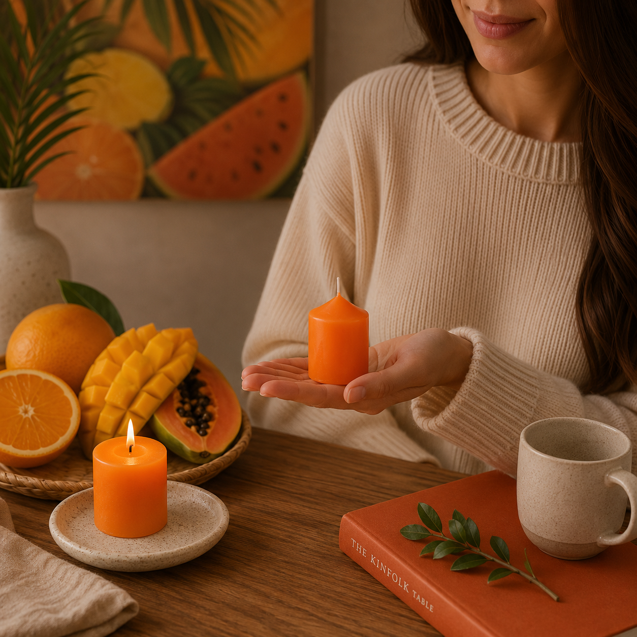 Home Universal® 6 Velas Aromáticas Perfumadas, 9 Aromas Disponibles, 2 Tamaños Disponibles, Velas Decorativas para Hogar, Relax, Spa y Aromaterapia (TROPICAL FRUITS Ø57 × 70 mm)