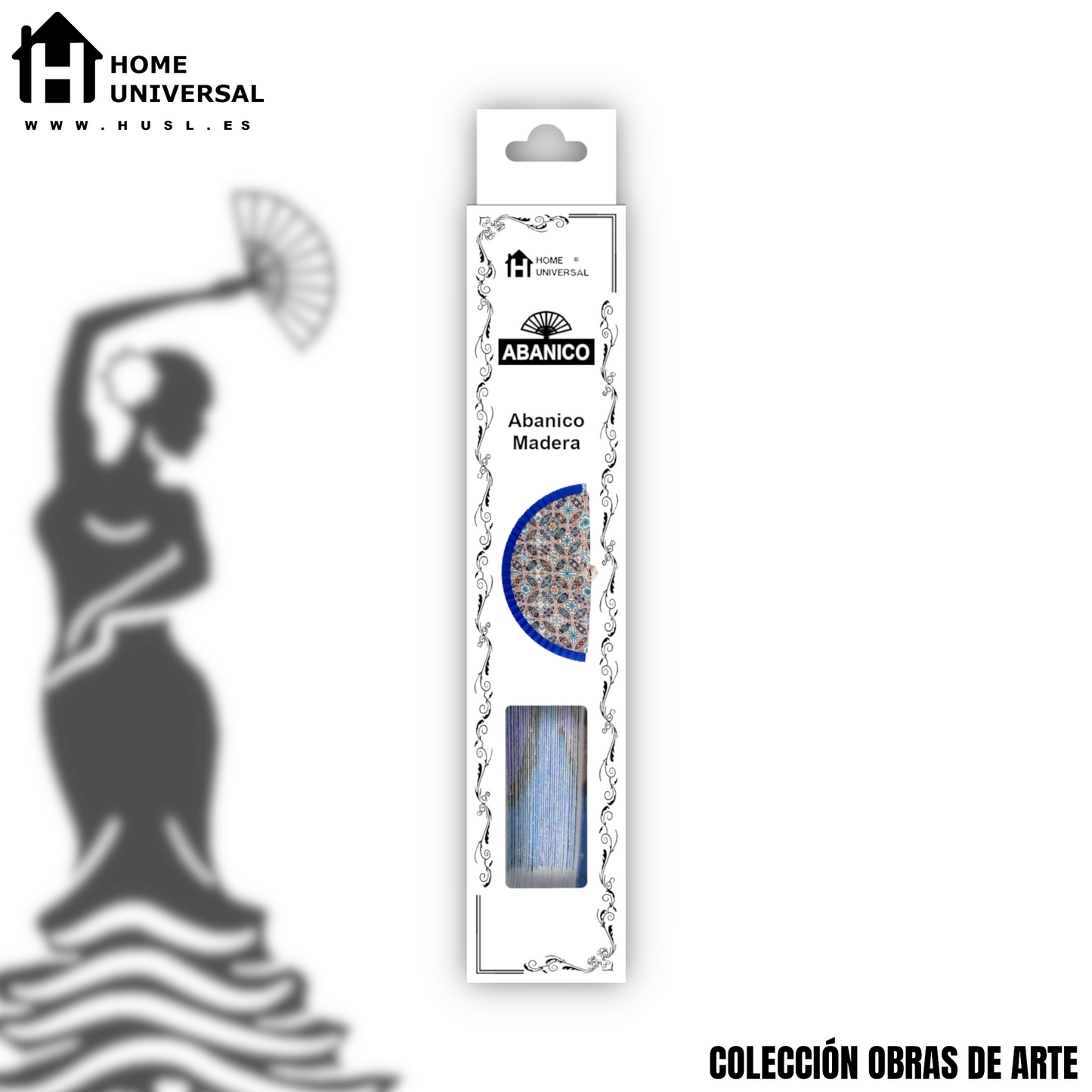 Home Universal®  Abanico 23CM DE Madera Lisa con Tela de Marfil, Abanico de Madera Adornado, Abanico Original - Baldosas 1