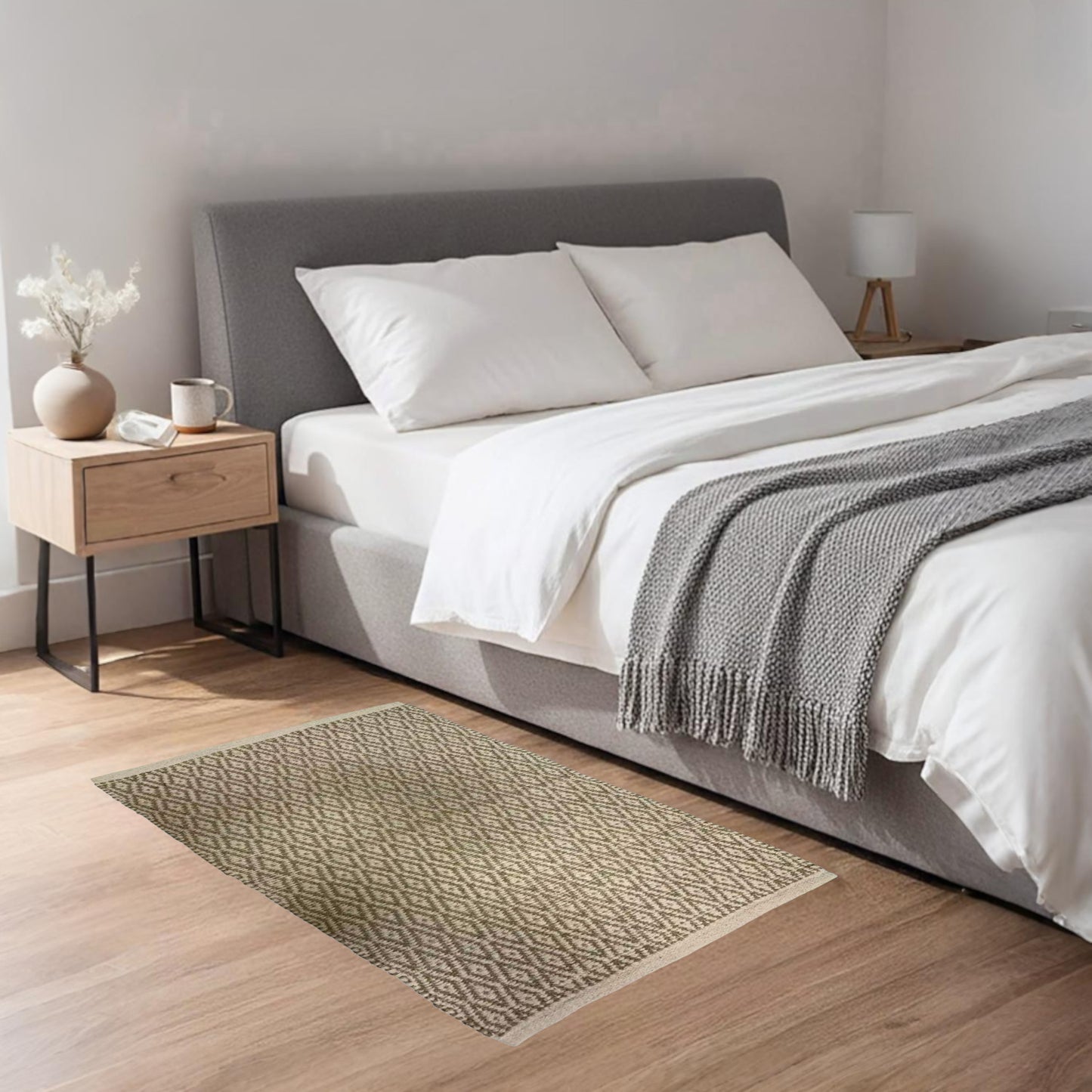 Home Universal® Alfombra Jarapa de Algodón Lavable | Diseño Geométrico Artesanal | Decoración Boho Mediterránea para Salón, Dormitorio, Pasillo y Cocina | Suave, Ligera y Resistente | Rombos Clásica