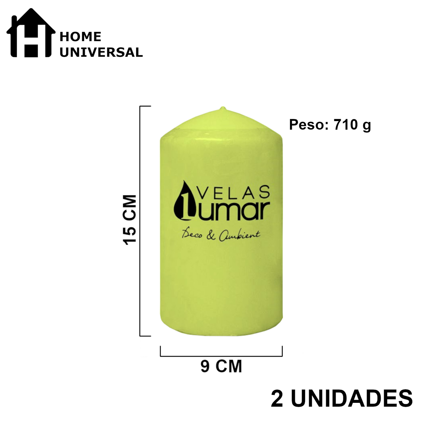 Home Universal® Pack de 2 Velas Lumar Decorativas sin Aroma – Velas Blancas o Rojas de Distintos Tamaños, Ideales para Decoración del Hogar, Bodas, Centros de Mesa y Eventos Elegantes (15X9CM - 710g (2 Unidades · Menta))