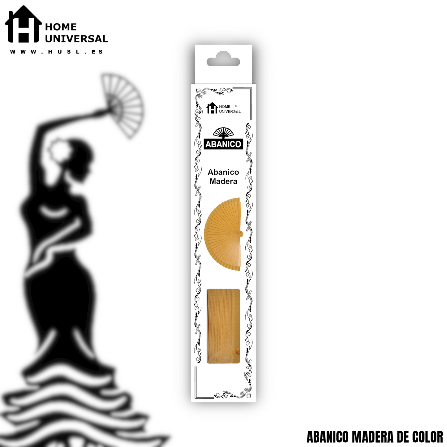 HOME UNIVERSAL Abanicos Madera con caja Liso 23CM, Detalles para los Invitados, Regalos de Boda, Fiesta, Comunión o Bautizo - (Dorado 23 CM con Caja)