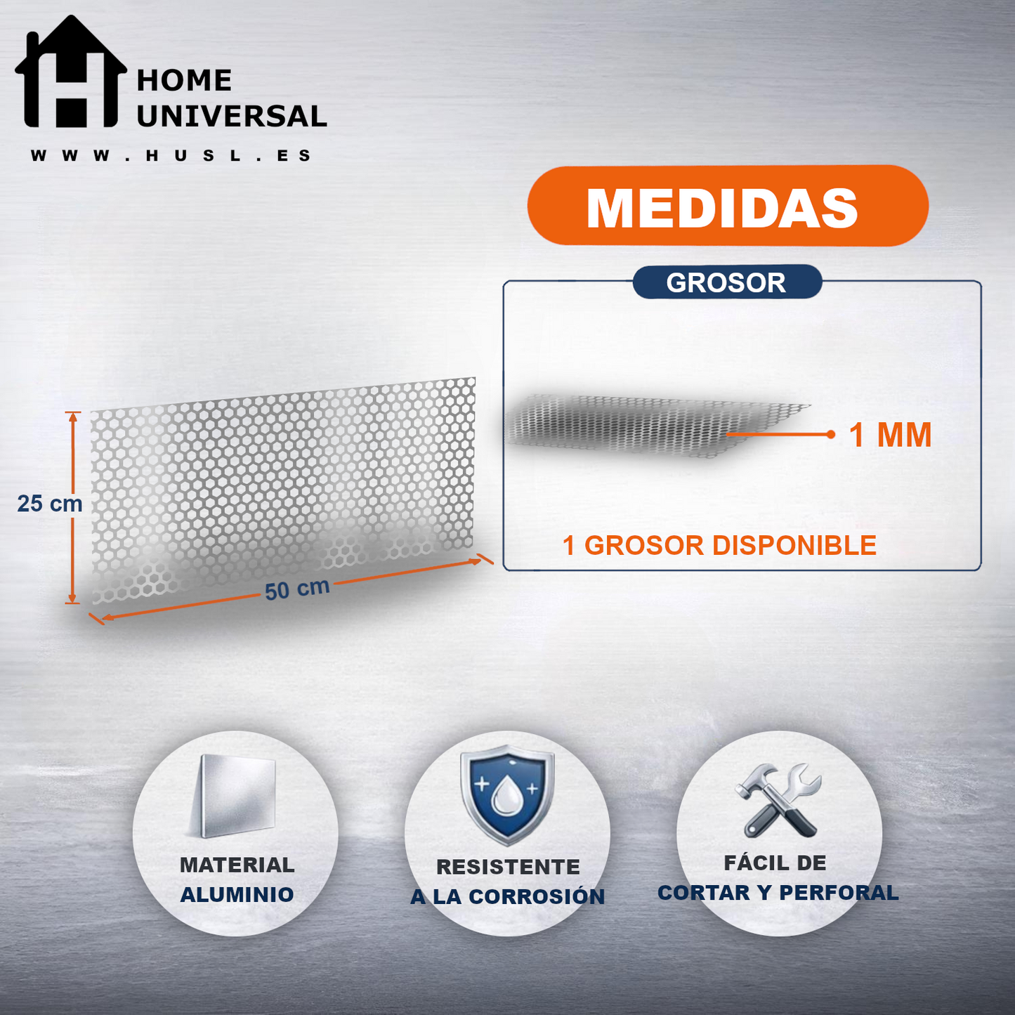 ome Universal® Chapa de Aluminio Estriada, Lisa, Malla y Perforada (Cuadrada, Ovalada, Redonda), Rugosa – Lámina Metálica Resistente Anticorrosión para Bricolaje e Industria Superficie (Perforada Forma) - Hexagonal-10X10MM (25X50CM - 1MM)