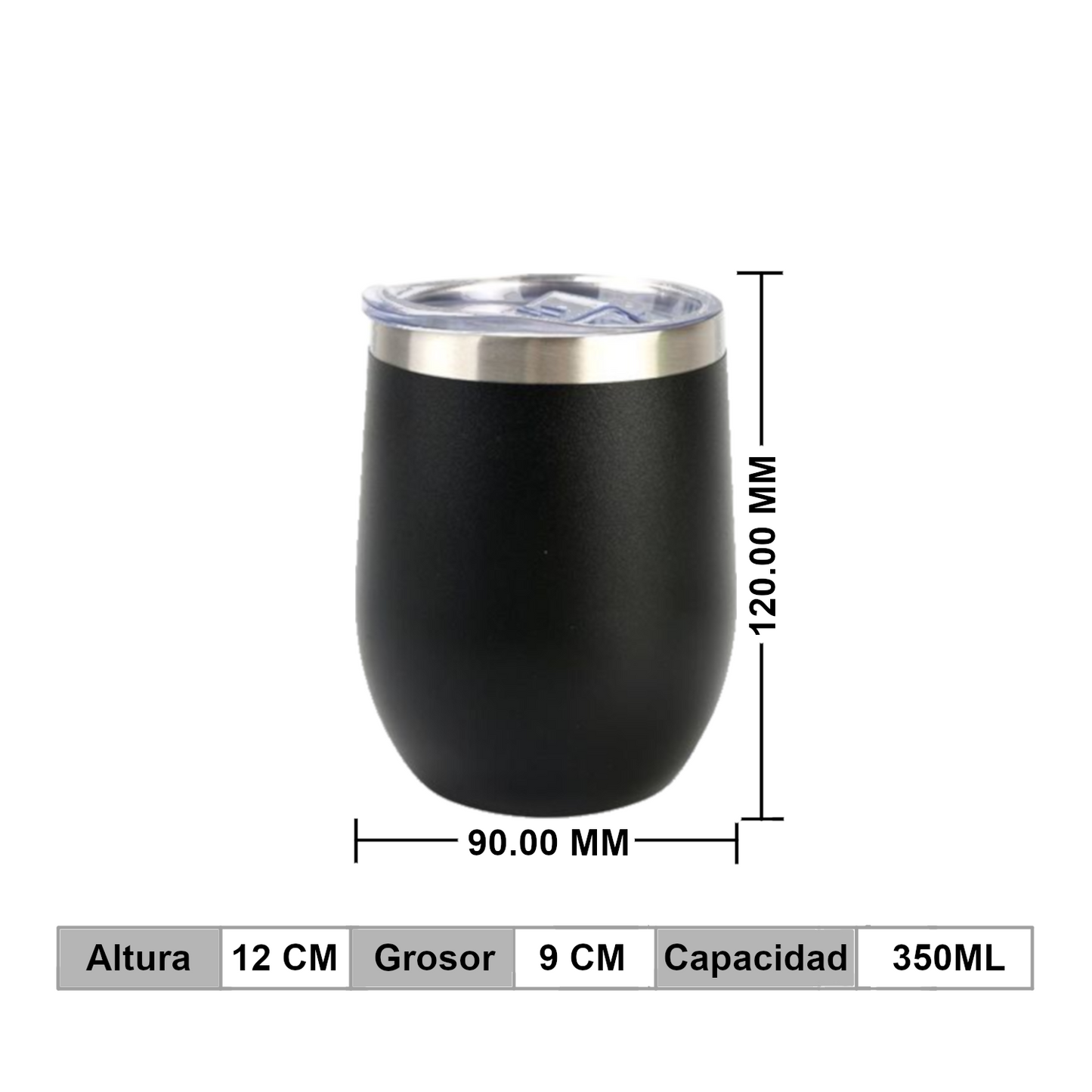 Home Universal® Vaso Térmico 350 ml de Acero Inoxidable con Aislamiento al Vacío y Doble Pared, Mantiene Bebidas Calientes y Frías, Reutilizable y Portátil (Negro)