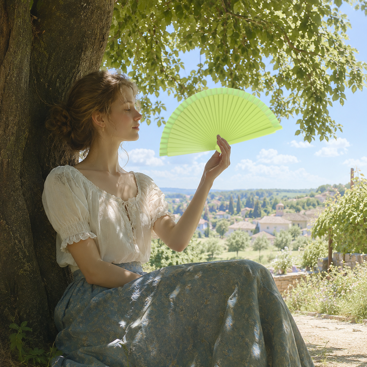 Home Universal® Pack de 12 Abanicos de Madera Lacados, Disponibles en Varios Colores y Tamaños, Abanico Flamenco Español para Bodas, Ferias, Fiestas, Comuniones y Eventos (Verde Claro)