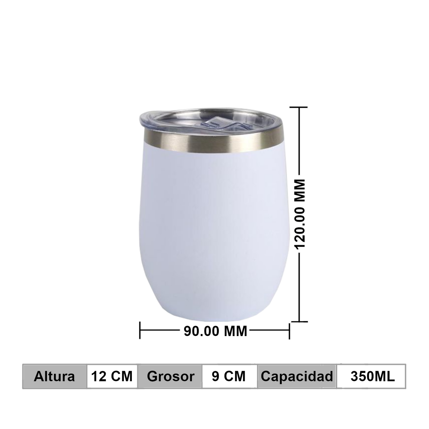 Home Universal® Vaso Térmico 350 ml de Acero Inoxidable con Aislamiento al Vacío y Doble Pared, Mantiene Bebidas Calientes y Frías, Reutilizable y Portátil (Blanco)