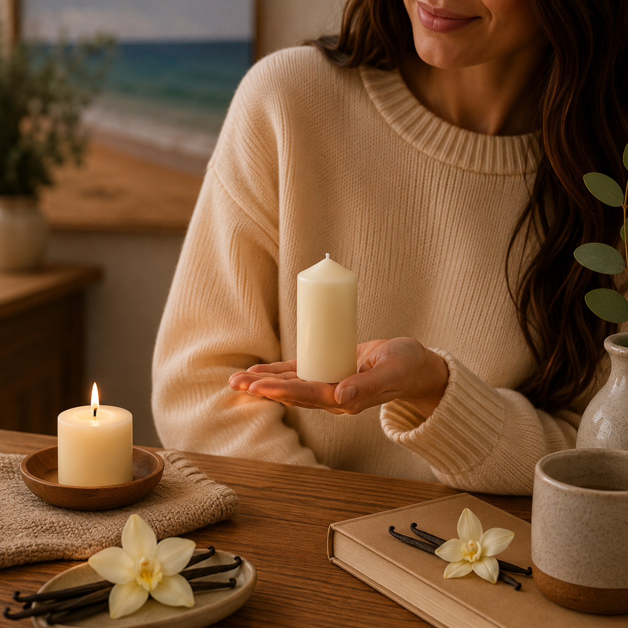 Home Universal® 6 Velas Aromáticas Perfumadas, 9 Aromas Disponibles, 2 Tamaños Disponibles, Velas Decorativas para Hogar, Relax, Spa y Aromaterapia (CREMA VAINILLA Ø47 × 110 mm)