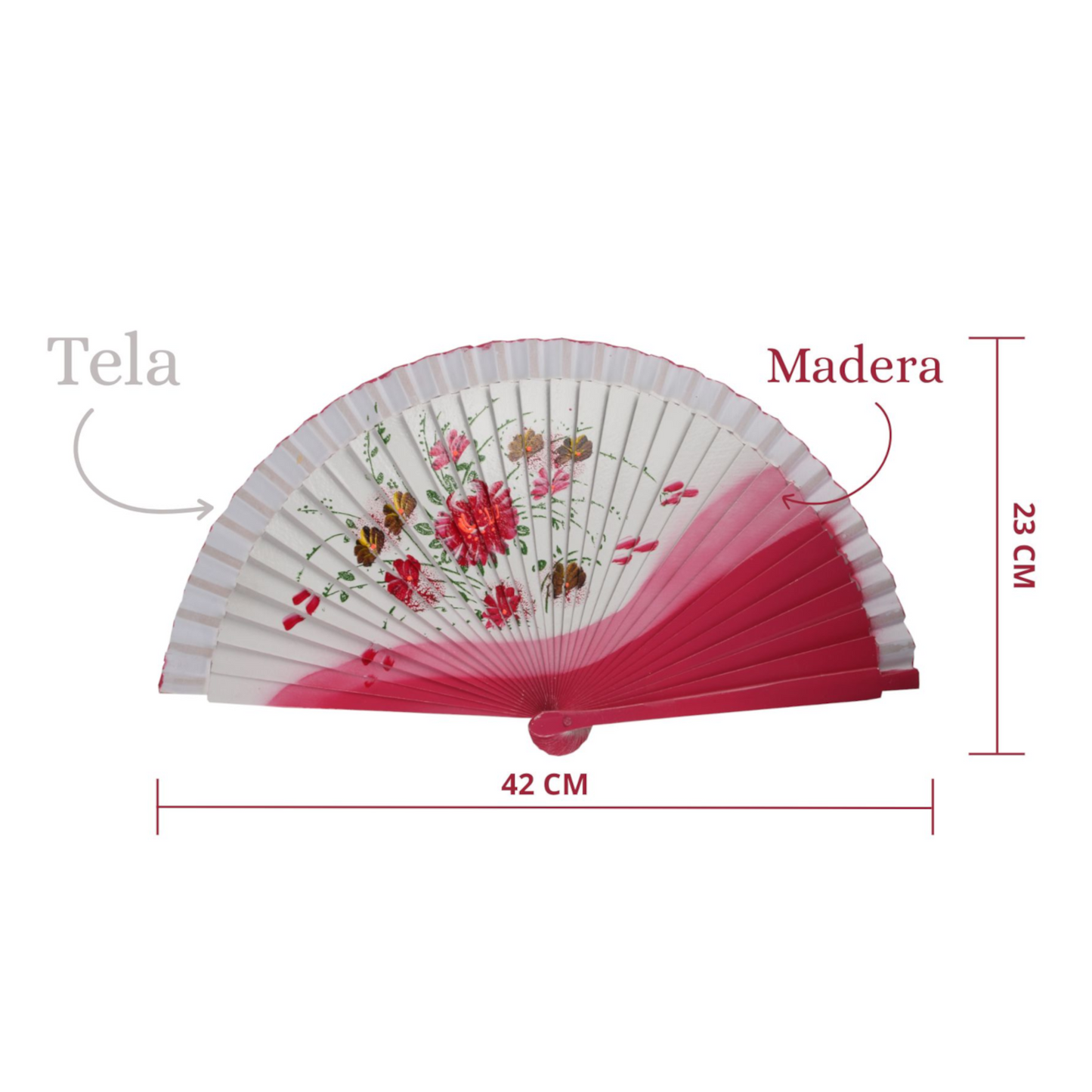 Home Universal® PACK 12 ABANICOS Madera 23CM Pintado UNA Cara, Detalles para LOS Invitados, Regalos DE Boda, Fiestas, COMUNIÓN O Bautizo, Abanico Artesanal Pintado A Mano (6 Color Floral (12 Unidades))