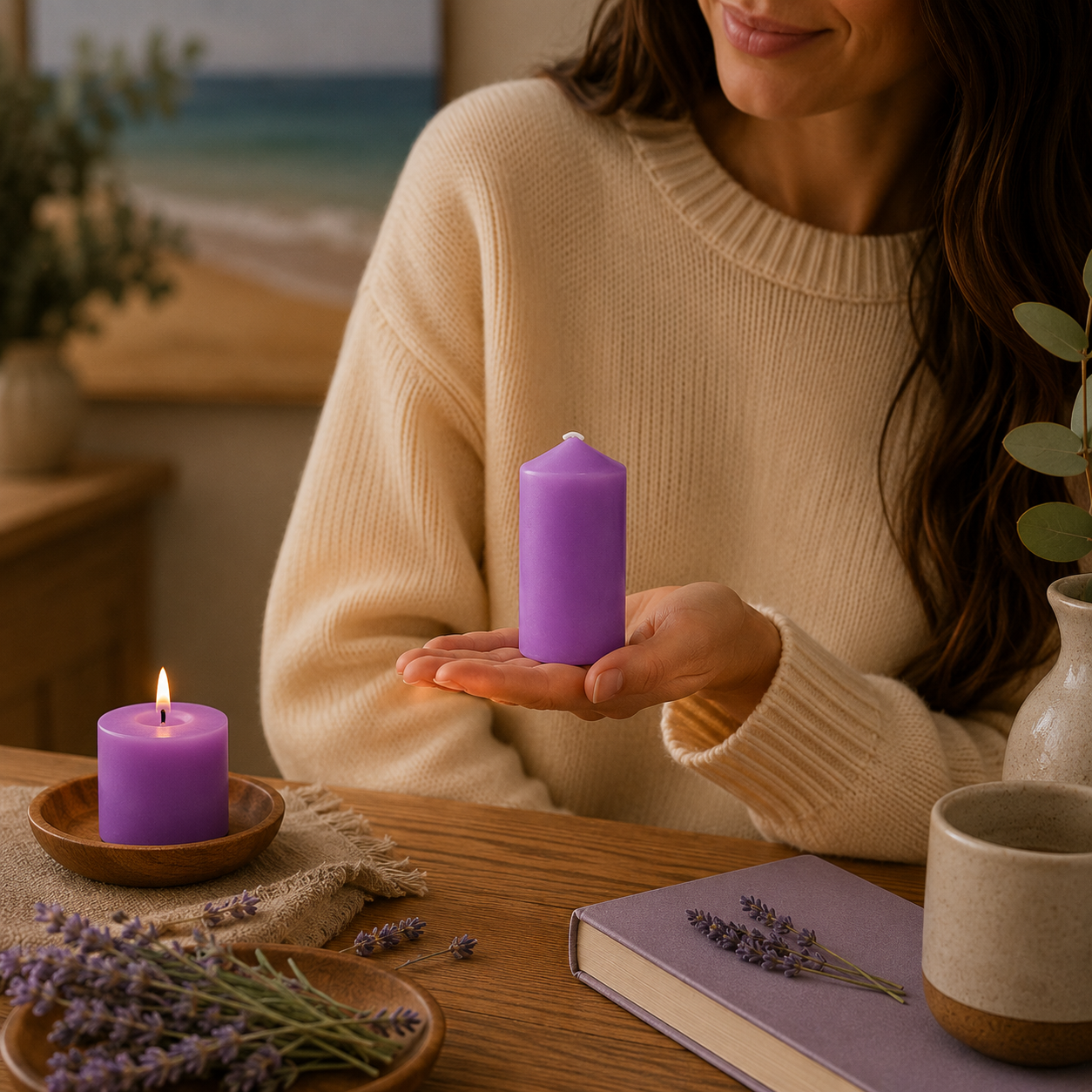 Home Universal® 6 Velas Aromáticas Perfumadas, 9 Aromas Disponibles, 2 Tamaños Disponibles, Velas Decorativas para Hogar, Relax, Spa y Aromaterapia (LILA LAVANDA Ø47 × 110 mm)