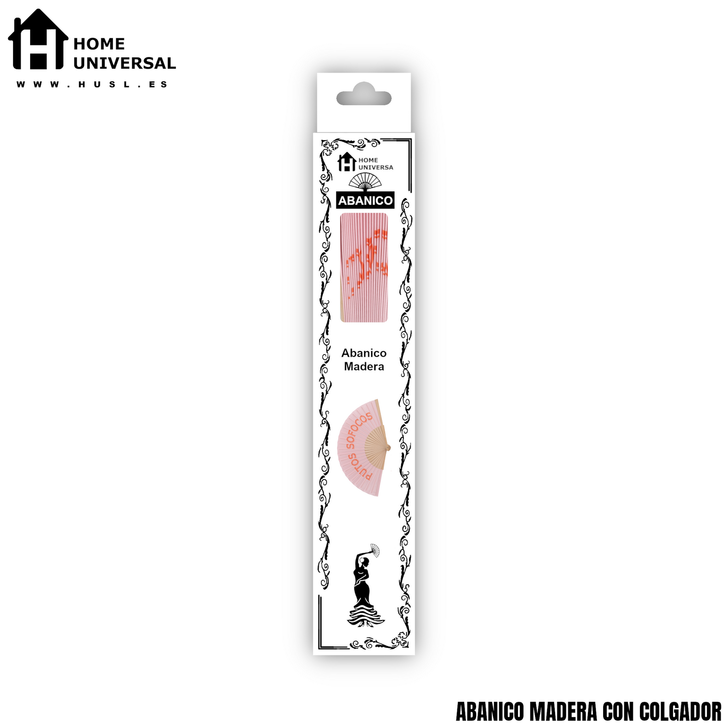 Home Universal® Abanico 23 cm con Cuerda para Cuello – Abanico Plegable de Madera Ligero y Portátil – Accesorio de Verano para Playa, Festivales, Bodas y Eventos – Diseño Divertido, Ideal para Viajes y Calor (P*TOS SOFOCOS (Rosa))