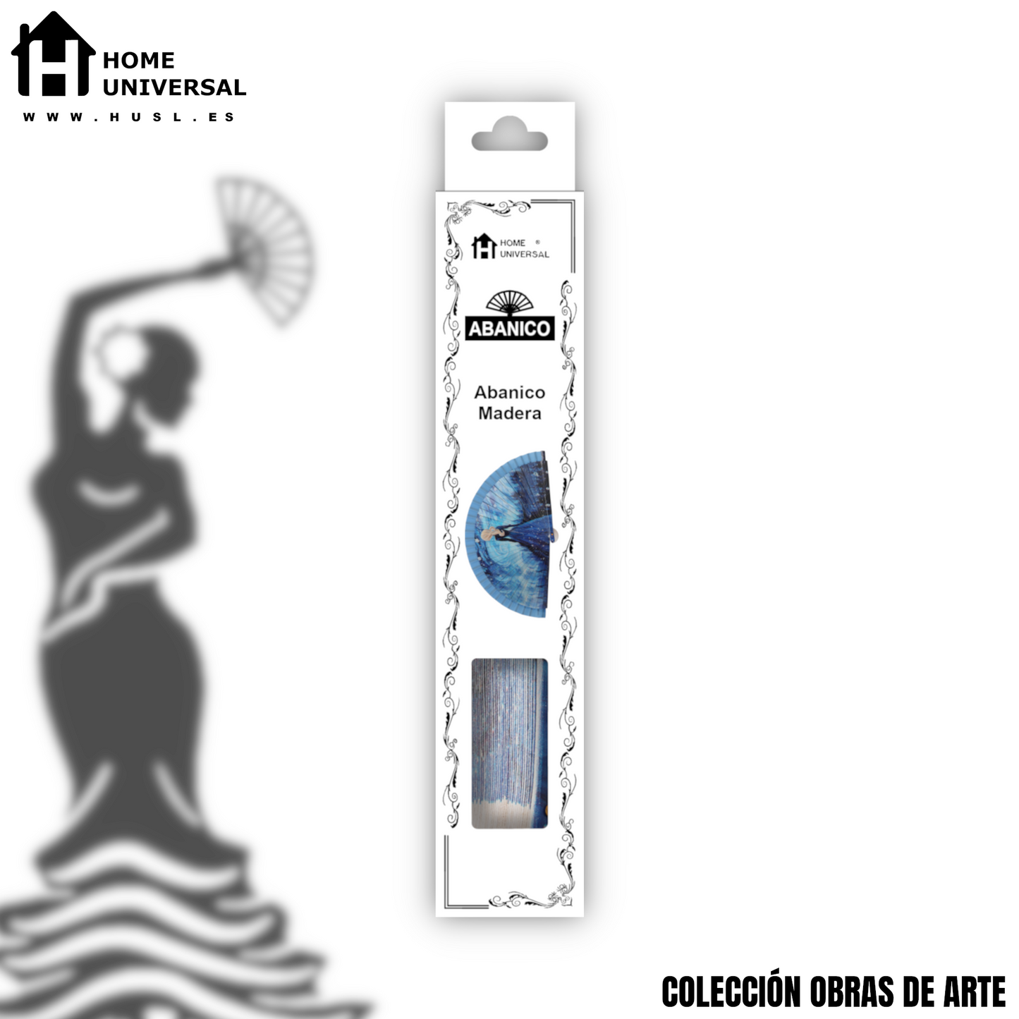 Home Universal®  Abanico 23CM DE Madera Lisa con Tela de Marfil, Abanico de Madera Adornado, Abanico Original - Elsa de Frozen (Dibujo Artístico)