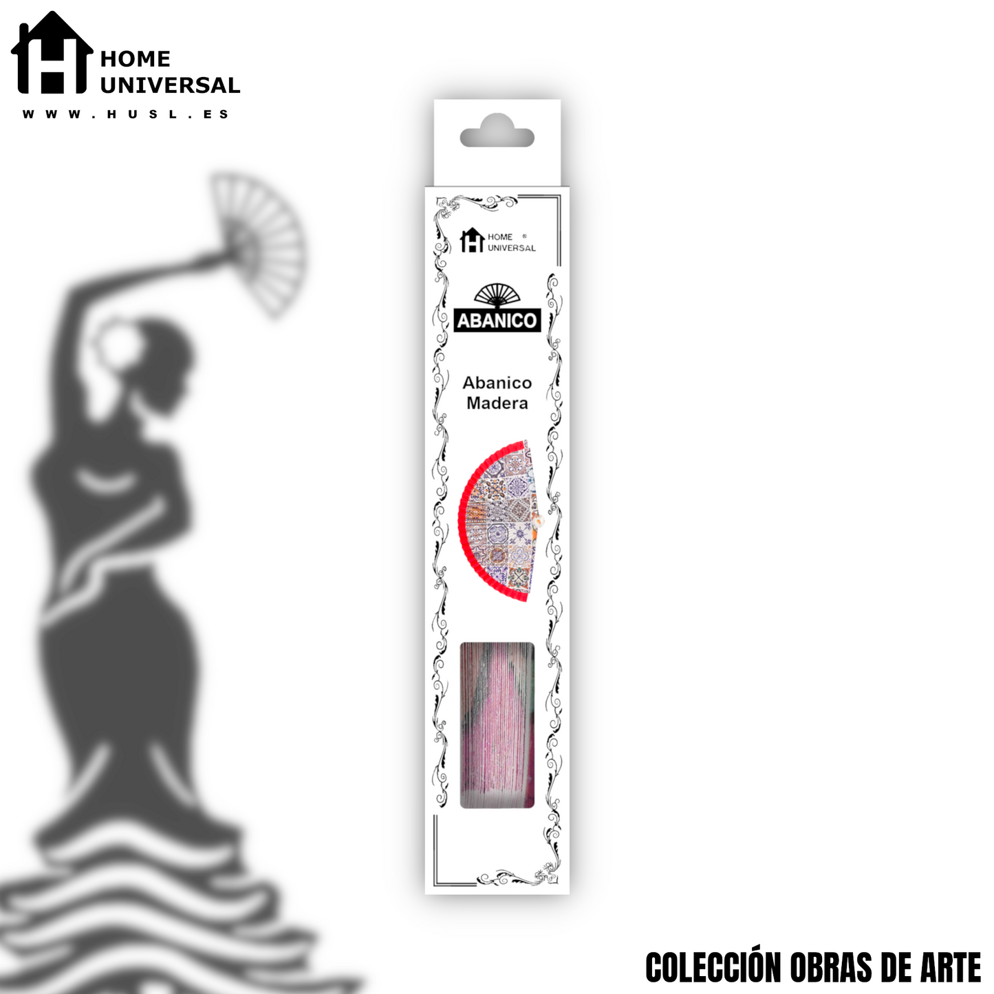 Home Universal®  Abanico 23CM DE Madera Lisa con Tela de Marfil, Abanico de Madera Adornado, Abanico Original - Baldosas 3