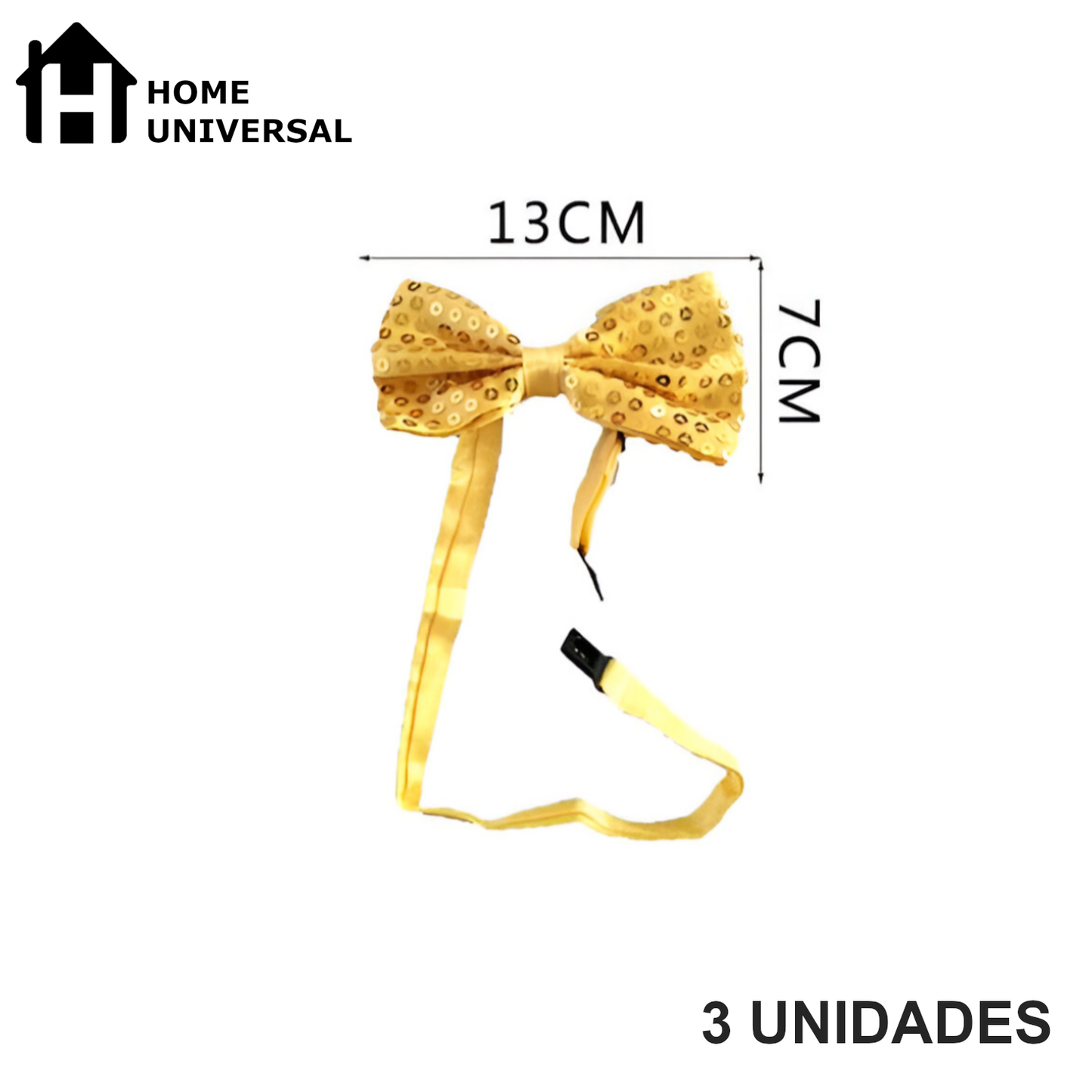 Home Universal® Accesorios de Fiesta – Pajarita de Purpurina y Lentejuelas para Hombres y Mujeres | Complementos de Disfraz Elegantes y Divertidos (3 Unidades)