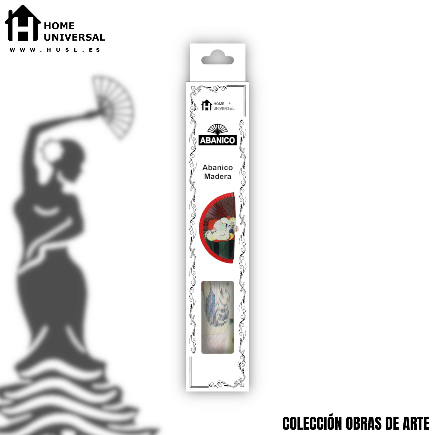 Home Universal®  Abanico 23CM DE Madera Lisa con Tela de Marfil, Abanico de Madera Adornado, Abanico Original - El sueño (Le Rêve) de Pablo Picasso