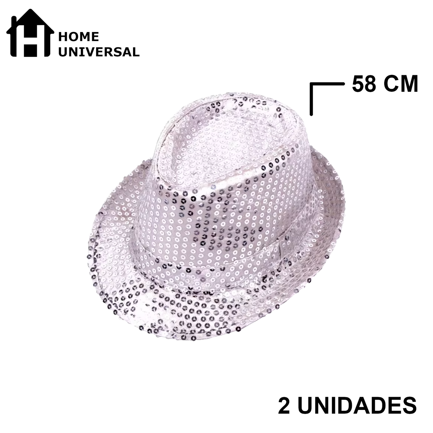 Home Universal® Accesorios de Fiesta – Sombrerode Purpurina y Lentejuelas para Hombres y Mujeres | Complementos de Disfraz Elegantes y Divertidos (2 Unidades)