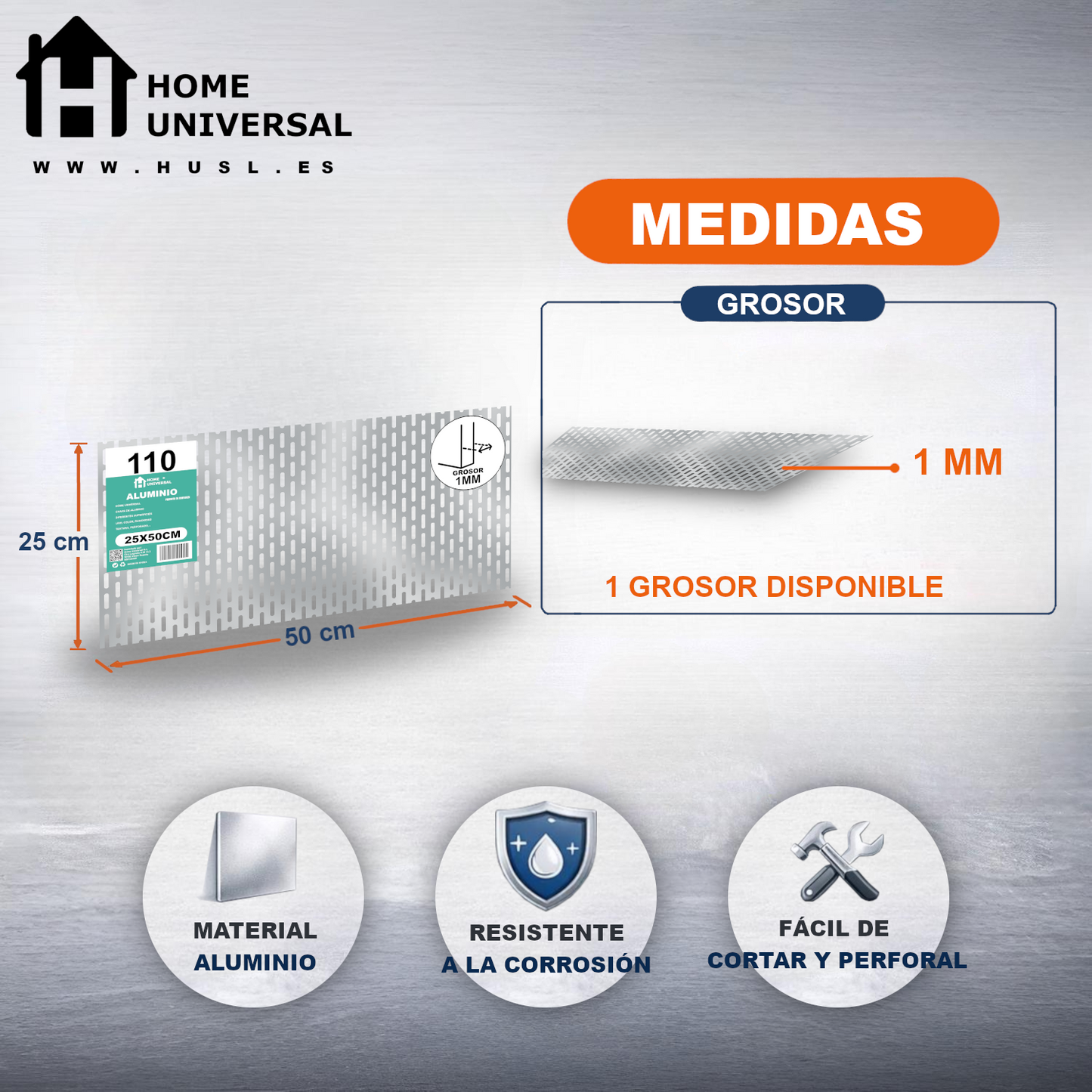 ome Universal® Chapa de Aluminio Estriada, Lisa, Malla y Perforada (Cuadrada, Ovalada, Redonda), Rugosa – Lámina Metálica Resistente Anticorrosión para Bricolaje e Industria Superficie (Perforada Forma Óvalo) - Perforada Óvalo-6X18MM (25X50CM - 1MM)
