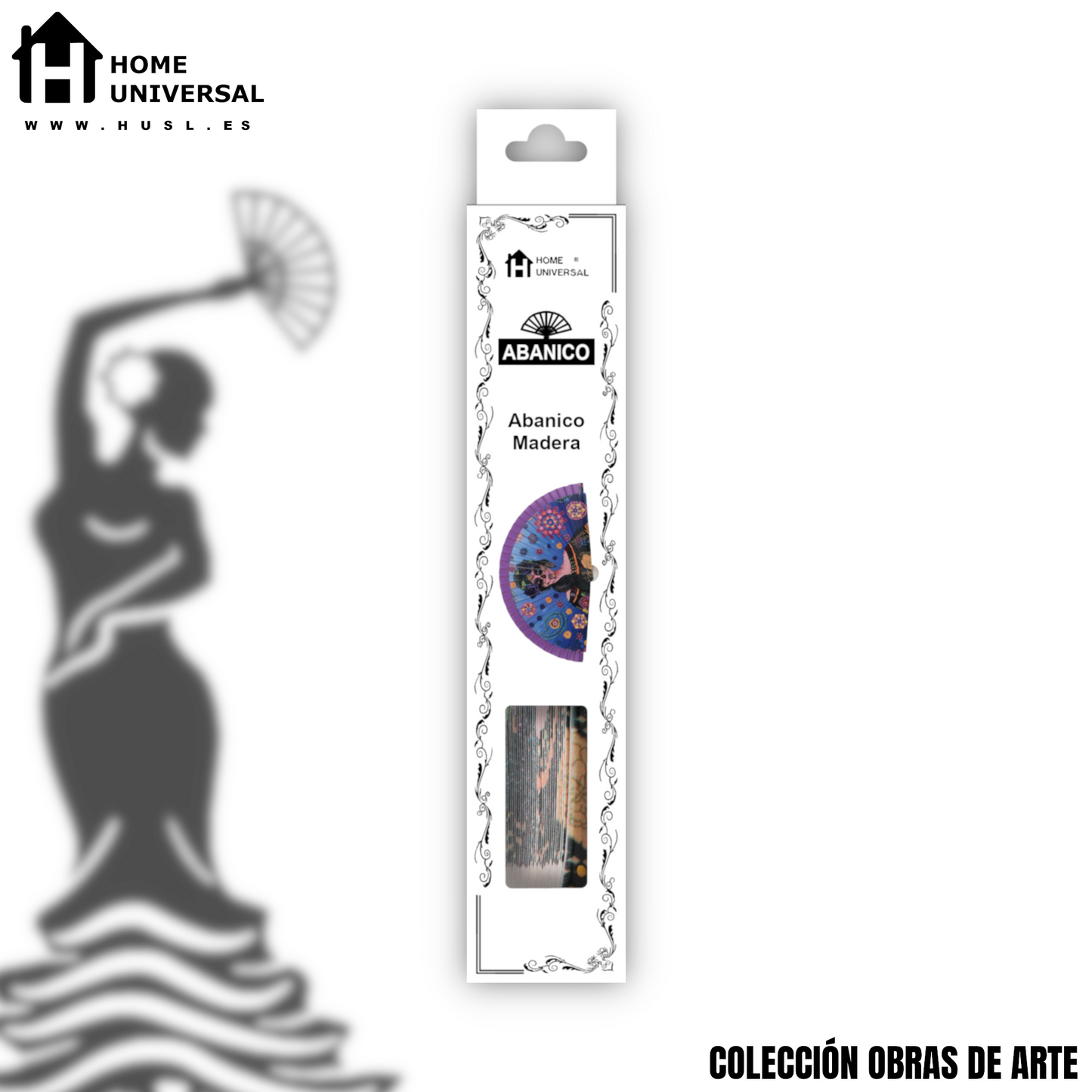 Home Universal®  Abanico 23CM DE Madera Lisa con Tela de Marfil, Abanico de Madera Adornado, Abanico Original - Frida Kahlo (Dibujo Artístico)