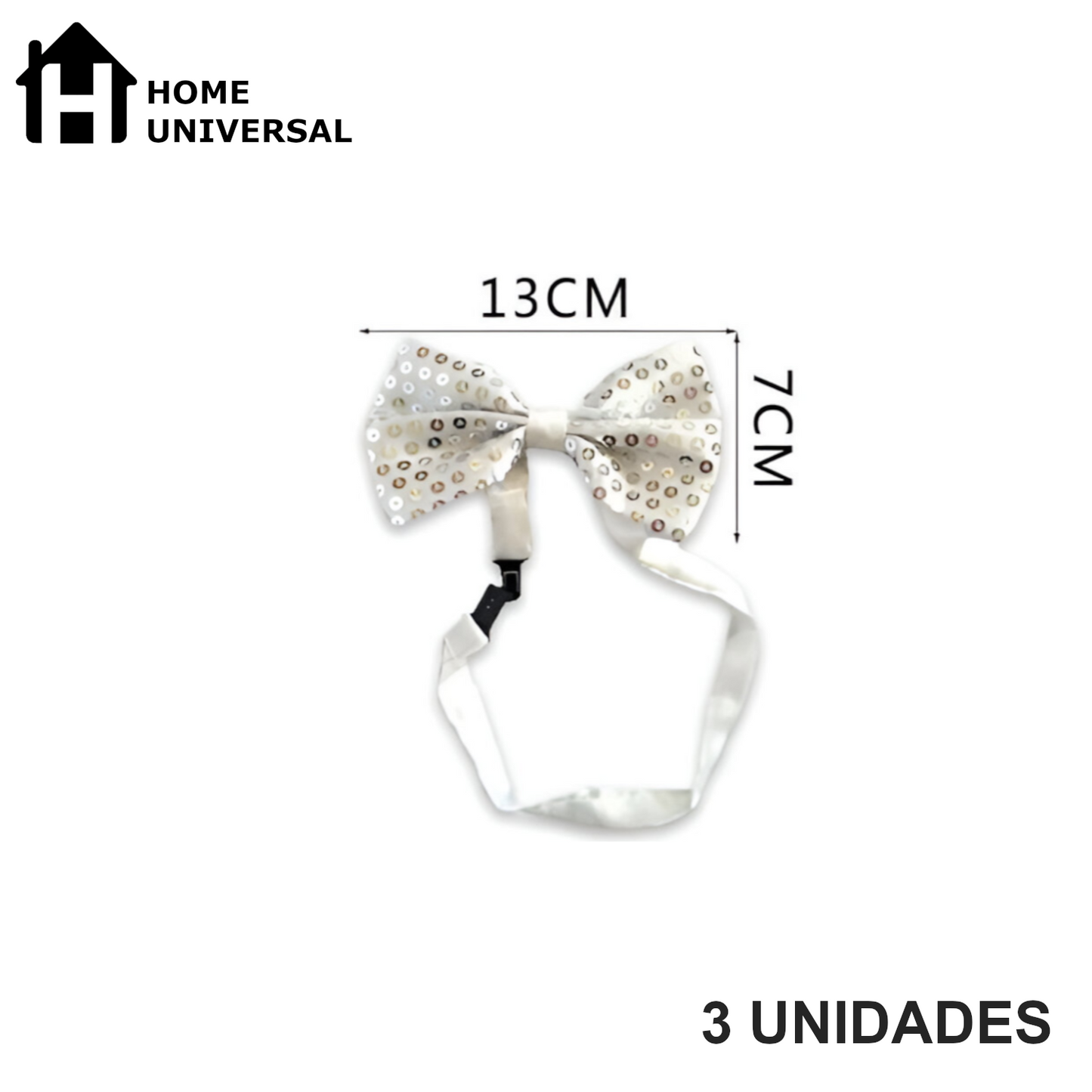 Home Universal® Accesorios de Fiesta – Pajarita de Purpurina y Lentejuelas para Hombres y Mujeres | Complementos de Disfraz Elegantes y Divertidos (3 Unidades)