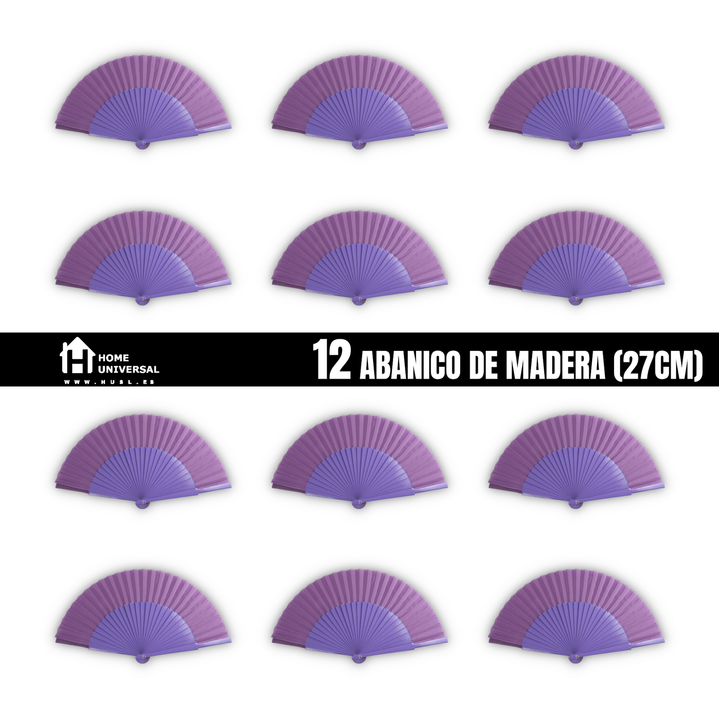 Home Universal® Abanico de madera con argollas para colgar, plegable, ligero y resistente, ideal para bodas, eventos y verano, diseño clásico y portátil perfecto para regalo y uso diario - Morado (27CM)