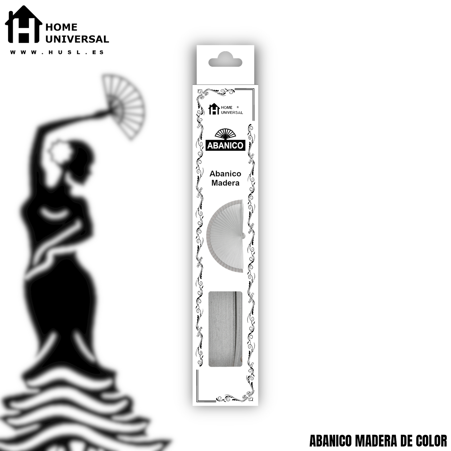 HOME UNIVERSAL Abanicos Madera con caja Liso 23CM, Detalles para los Invitados, Regalos de Boda, Fiesta, Comunión o Bautizo - (Plateado 23 CM con Caja)