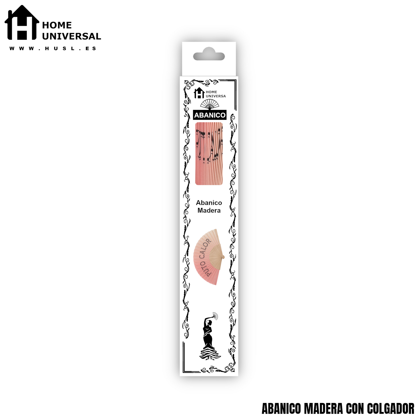 Home Universal® Abanico 23 cm con Cuerda para Cuello – Abanico Plegable de Madera Ligero y Portátil – Accesorio de Verano para Playa, Festivales, Bodas y Eventos – Diseño Divertido, Ideal para Viajes y Calor (P*TO CALOR (Coral))