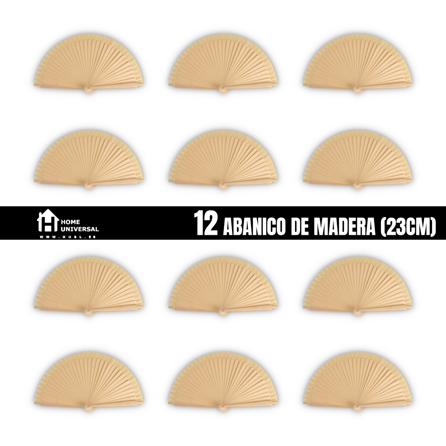 Home Universal® Abanico de madera con argollas para colgar, plegable, ligero y resistente, ideal para bodas, eventos y verano, diseño clásico y portátil perfecto para regalo y uso diario - Madera (23CM)
