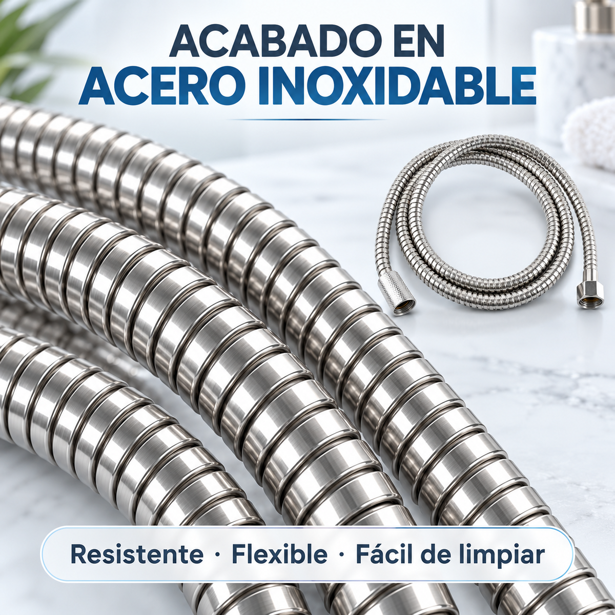 Home Universal® Manguera de Ducha Universal G1/2 – Flexible, Antienredos y Fácil de Instalar, Compatible con la Mayoría de Duchas (Plata Acero (1.5m))
