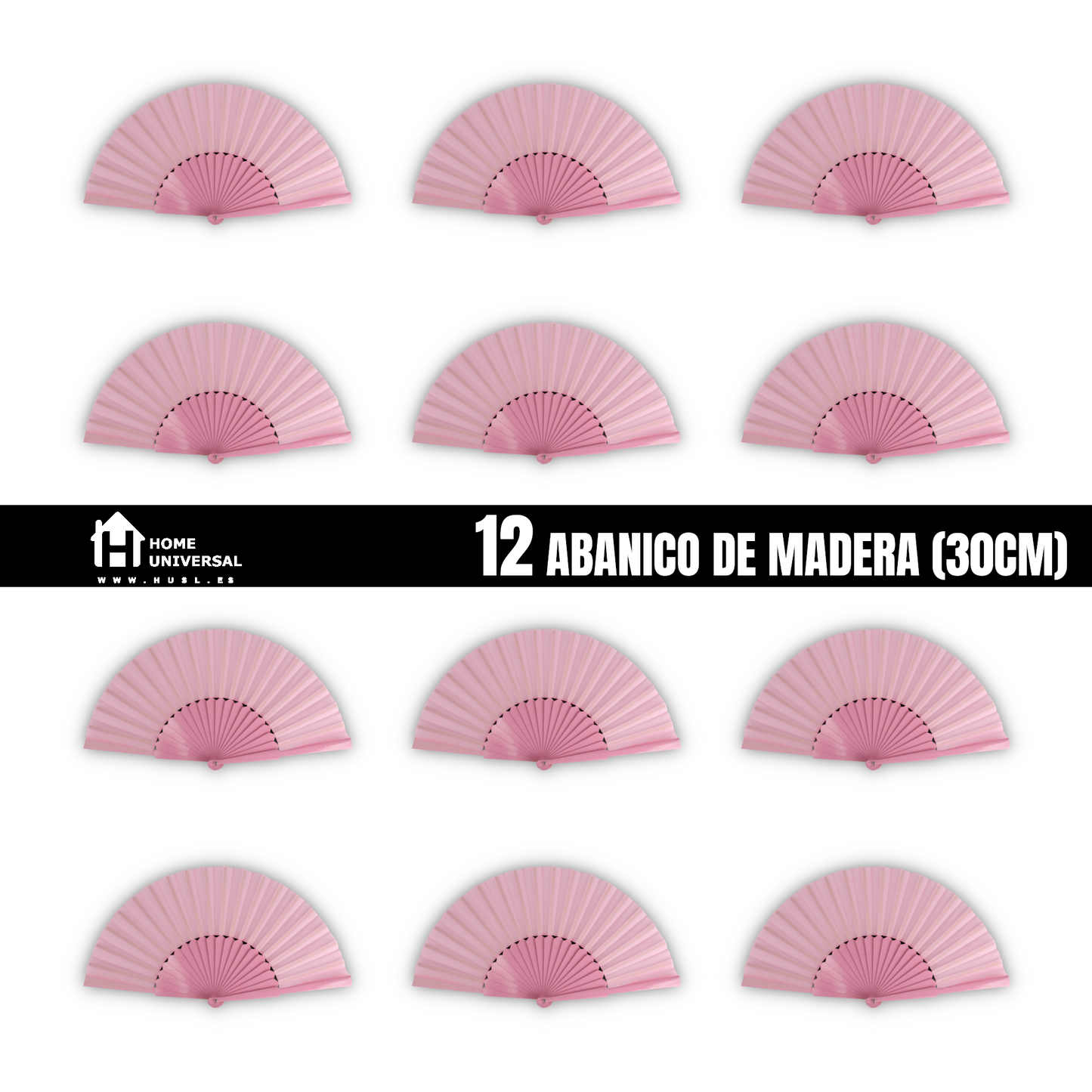Home Universal® Abanico de madera con argollas para colgar, plegable, ligero y resistente, ideal para bodas, eventos y verano, diseño clásico y portátil perfecto para regalo y uso diario - Rosa Palo (30CM)