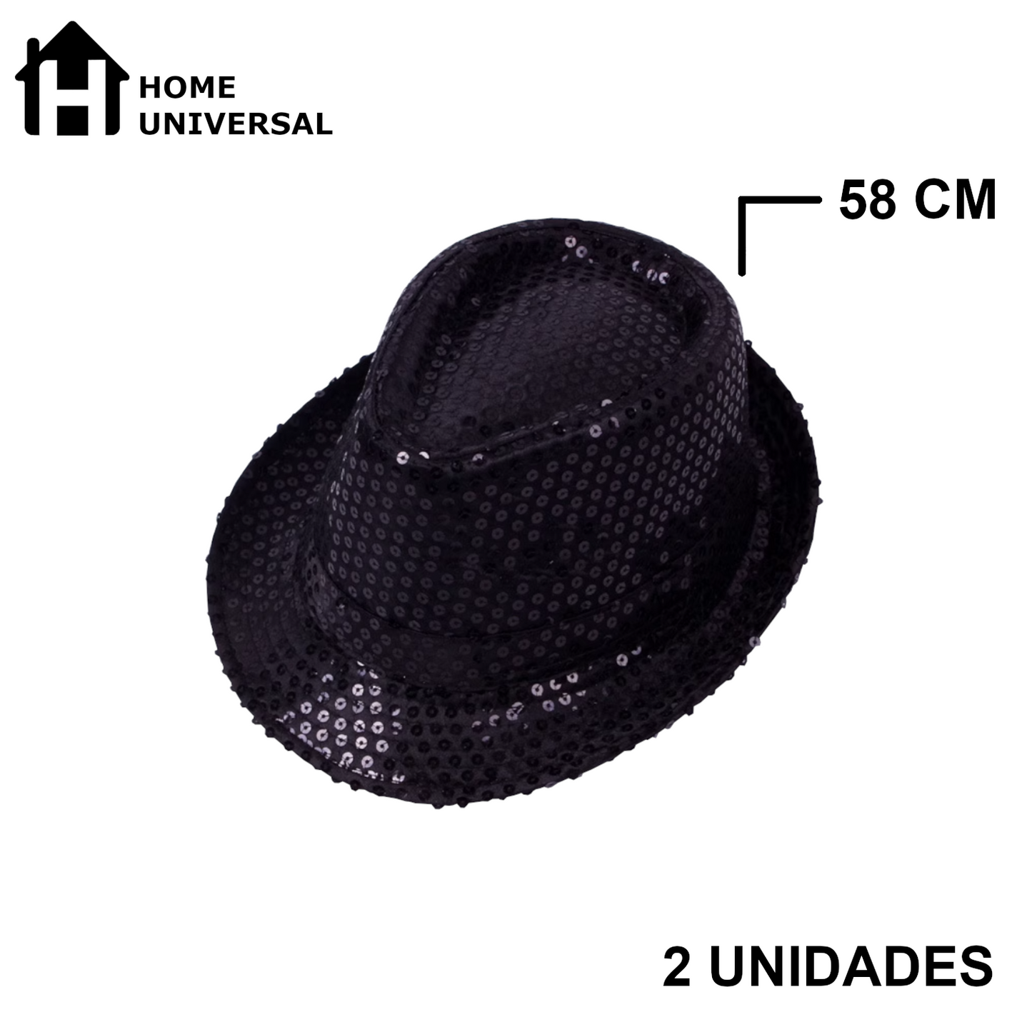 Home Universal® Accesorios de Fiesta – Sombrerode Purpurina y Lentejuelas para Hombres y Mujeres | Complementos de Disfraz Elegantes y Divertidos (2 Unidades)