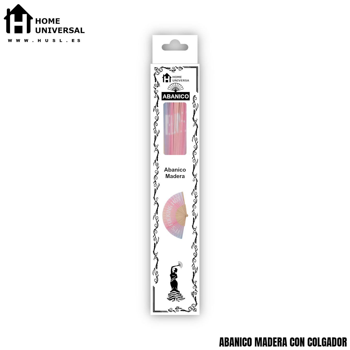 Home Universal® Abanico 23 cm con Cuerda para Cuello – Abanico Plegable de Madera Ligero y Portátil – Accesorio de Verano para Playa, Festivales, Bodas y Eventos – Diseño Divertido, Ideal para Viajes y Calor (IT´S FUC*ING HOT (Fantasía))