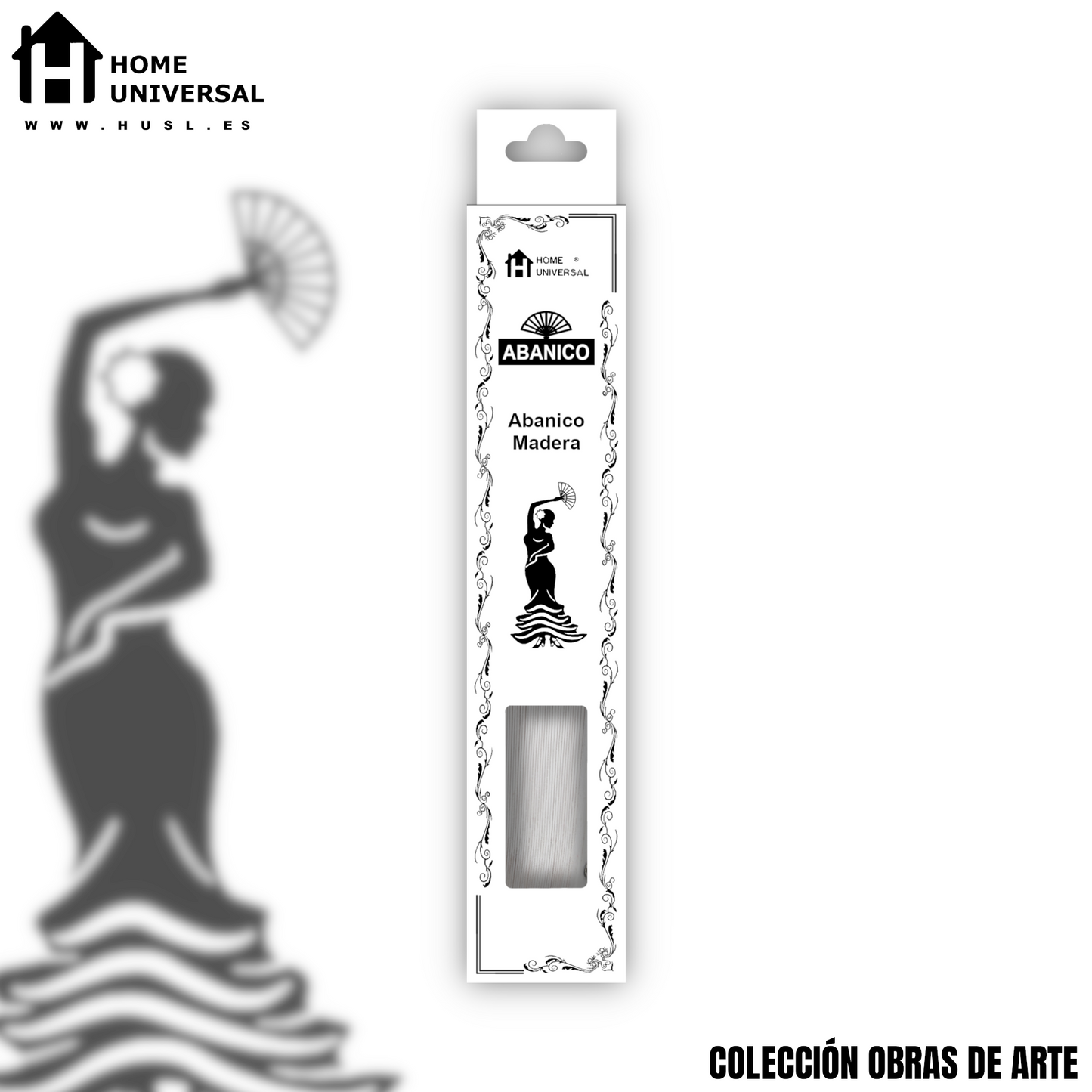 Home Universal®  Abanico 23CM DE Madera Lisa con Tela de Marfil, Abanico de Madera Adornado, Abanico Original - Blanco (Liso)