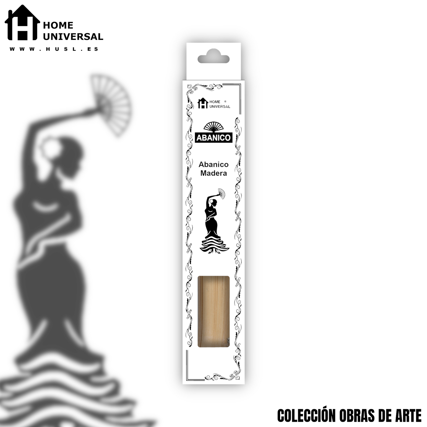 Home Universal®  Abanico 23CM DE Madera Lisa con Tela de Marfil, Abanico de Madera Adornado, Abanico Original - Natural (Liso)
