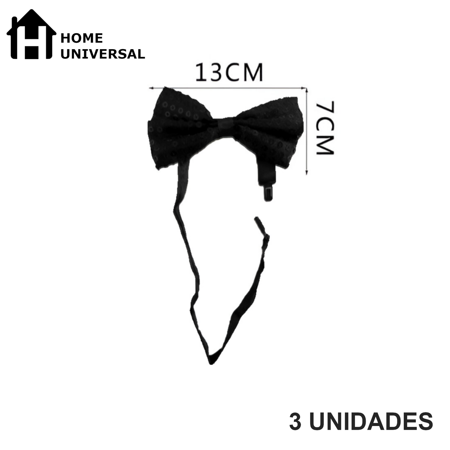 Home Universal® Accesorios de Fiesta – Pajarita de Purpurina y Lentejuelas para Hombres y Mujeres | Complementos de Disfraz Elegantes y Divertidos (3 Unidades)