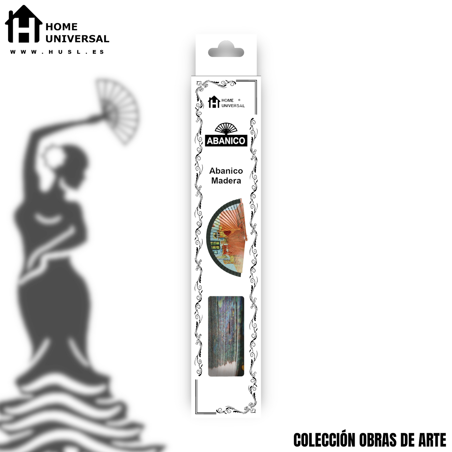 Home Universal®  Abanico 23CM DE Madera Lisa con Tela de Marfil, Abanico de Madera Adornado, Abanico Original - La Habitación en Arles de Vincent Van Gogh