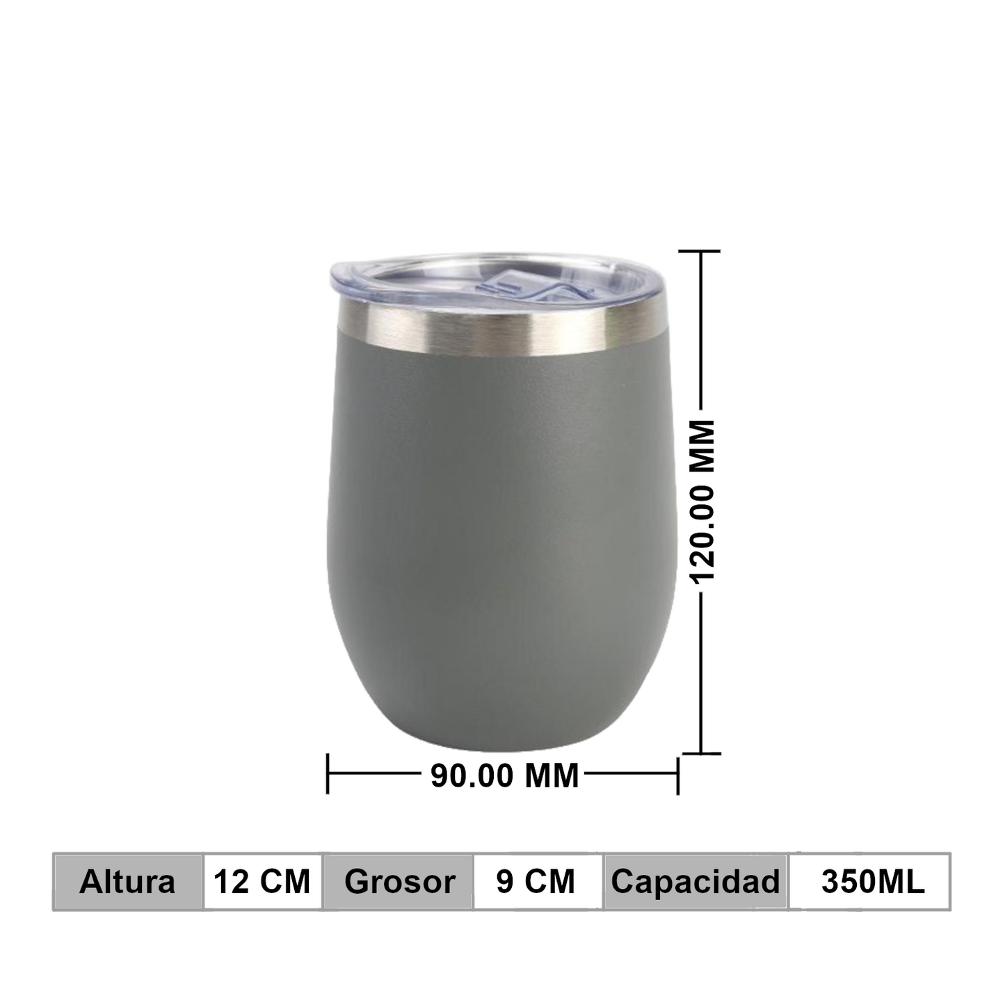 Home Universal® Vaso Térmico 350 ml de Acero Inoxidable con Aislamiento al Vacío y Doble Pared, Mantiene Bebidas Calientes y Frías, Reutilizable y Portátil (Gris)