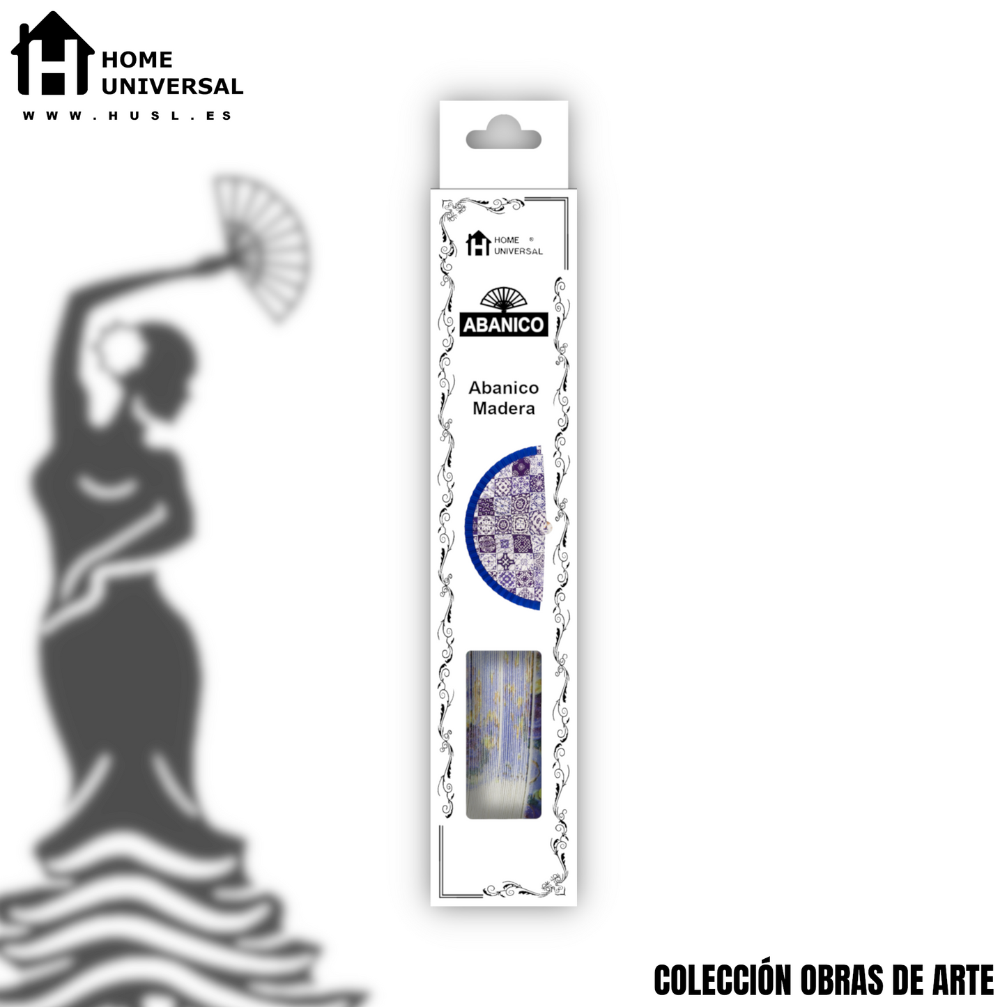 Home Universal®  Abanico 23CM DE Madera Lisa con Tela de Marfil, Abanico de Madera Adornado, Abanico Original - Baldosas 2