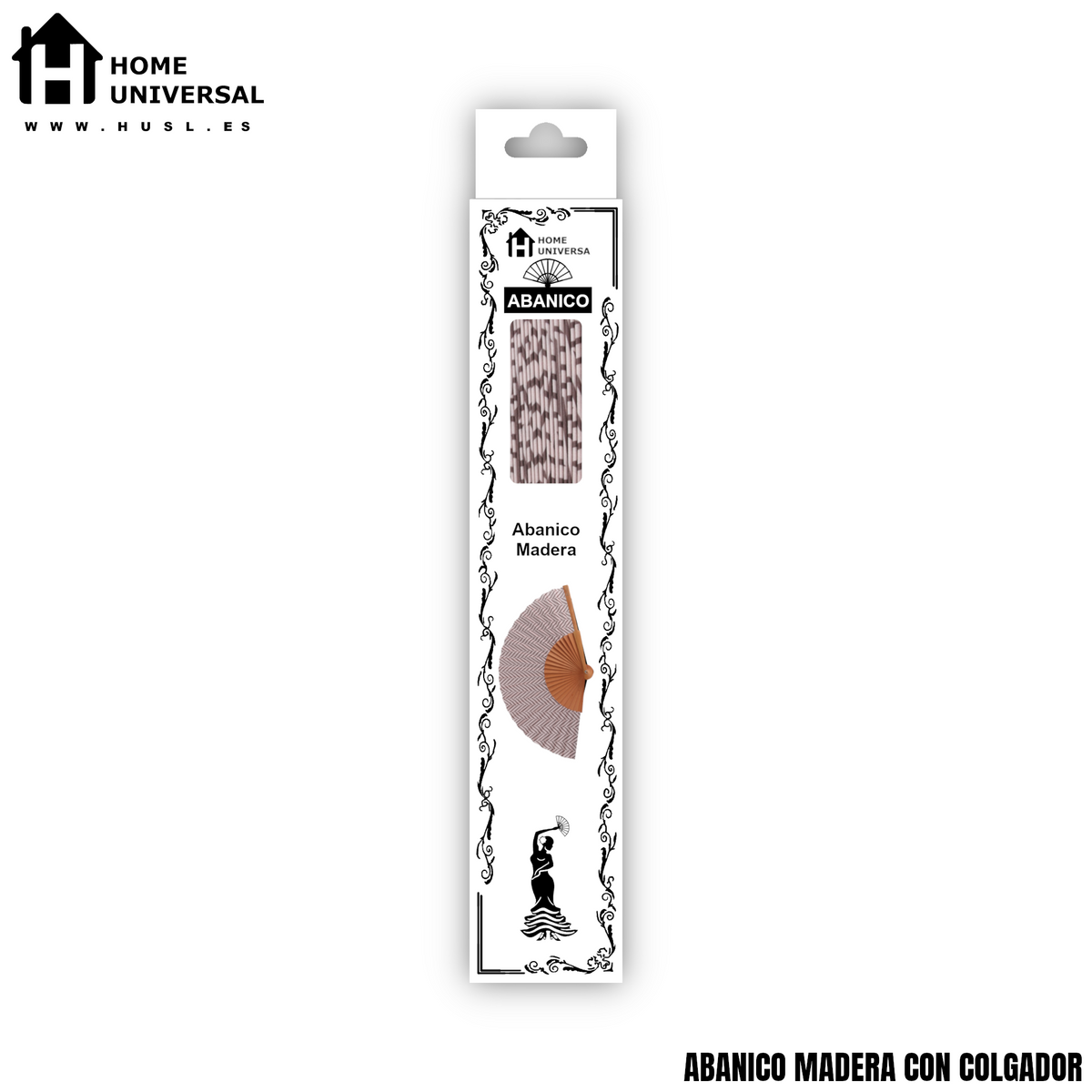 Home Universal® Abanico de Madera con Tela 23 cm, Abanico Plegable de Mano con Cordón, Ligero y Portátil para Verano, Bodas, Ferias y Fiestas (Espiga Rosa)