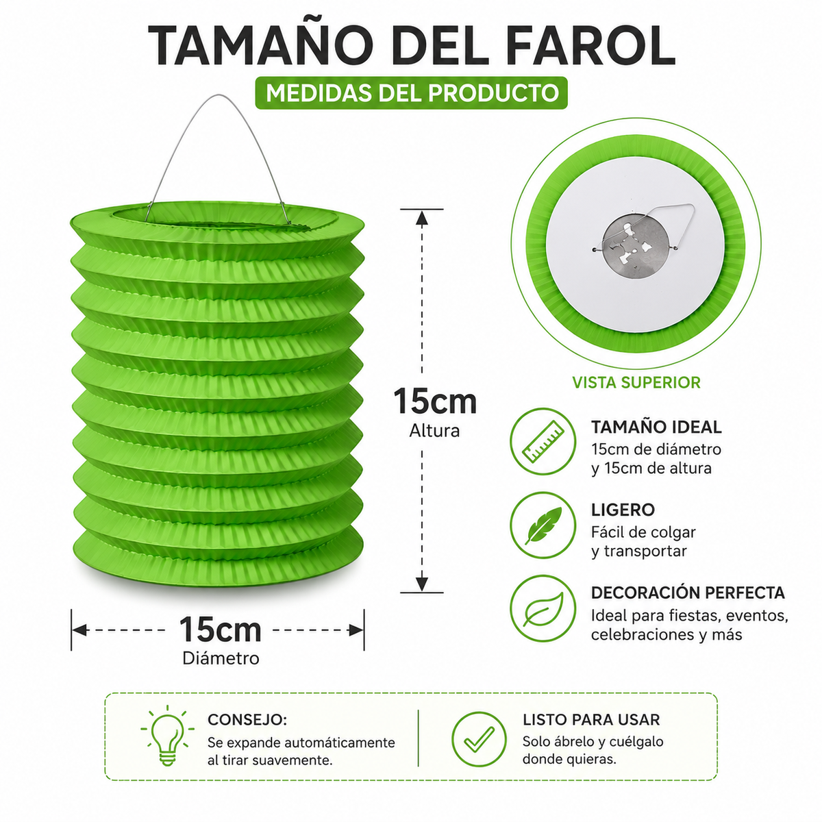 Home Universal® 12 Farolillos Japoneses de Papel, Decoración Colgante Multicolor para Cumpleaños, Bodas, Jardín y Celebraciones (Farolilo Cilíndrico Liso)