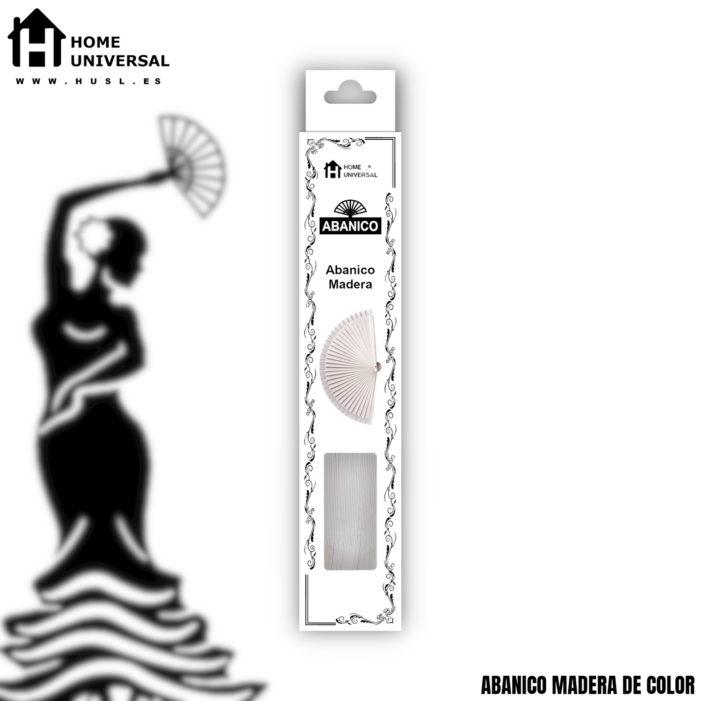 HOME UNIVERSAL Abanicos Madera con caja Liso 23CM, Detalles para los Invitados, Regalos de Boda, Fiesta, Comunión o Bautizo - (Blanco 23 CM con Caja)