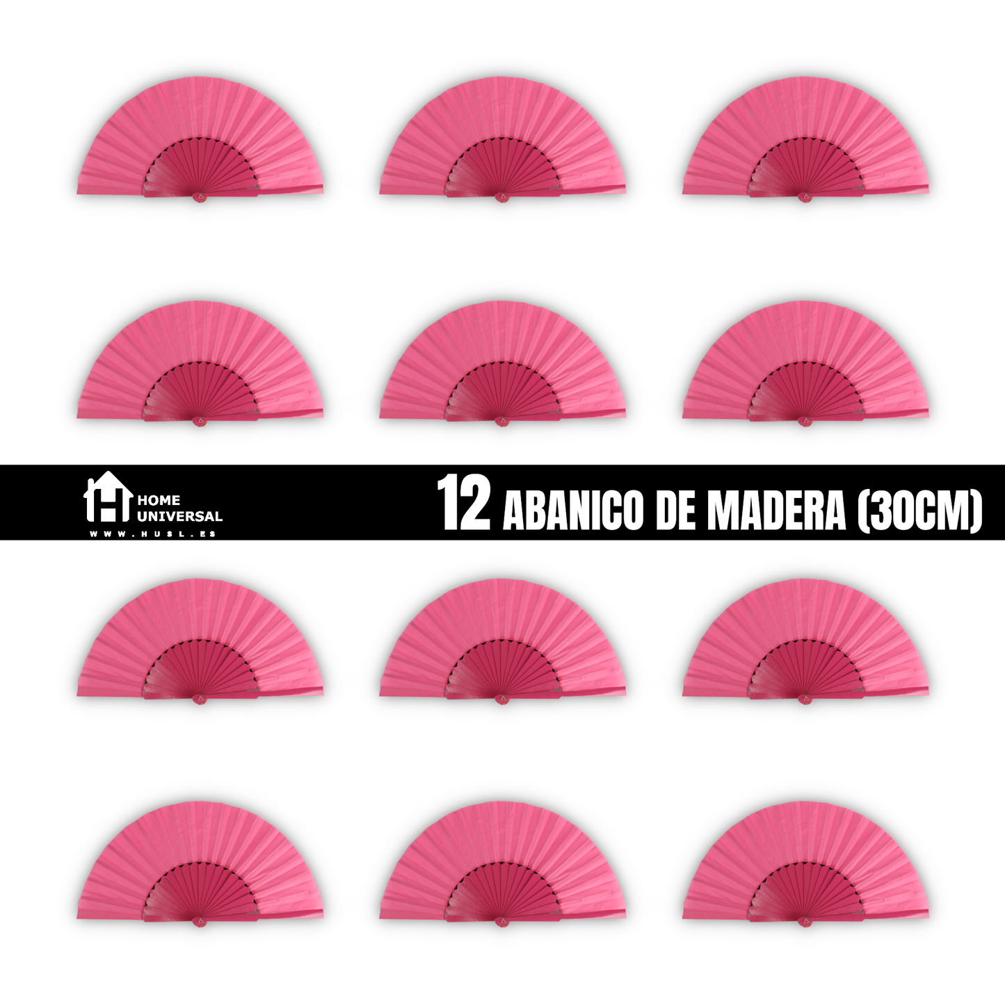 Home Universal® Abanico de madera con argollas para colgar, plegable, ligero y resistente, ideal para bodas, eventos y verano, diseño clásico y portátil perfecto para regalo y uso diario - Rosa (30CM)
