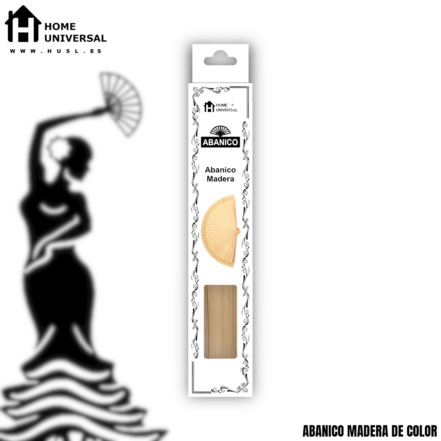 HOME UNIVERSAL Abanicos Madera con caja Liso 23CM, Detalles para los Invitados, Regalos de Boda, Fiesta, Comunión o Bautizo - (Madera 23 CM con Caja)