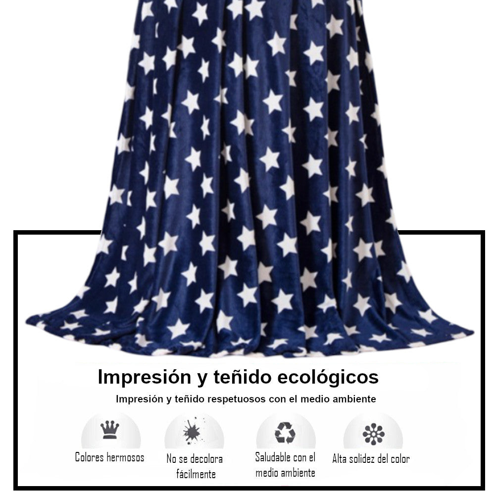 Home UNIVERSAL | Manta Terciopelo Extrasuave 180x220CM | 100% Poliéster (AZUL ESTRELLAS)
