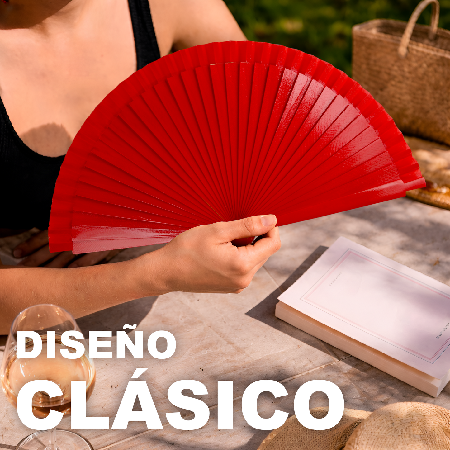 Home Universal® Abanico de madera con argollas para colgar, plegable, ligero y resistente, ideal para bodas, eventos y verano, diseño clásico y portátil perfecto para regalo y uso diario - Rojo (23CM)