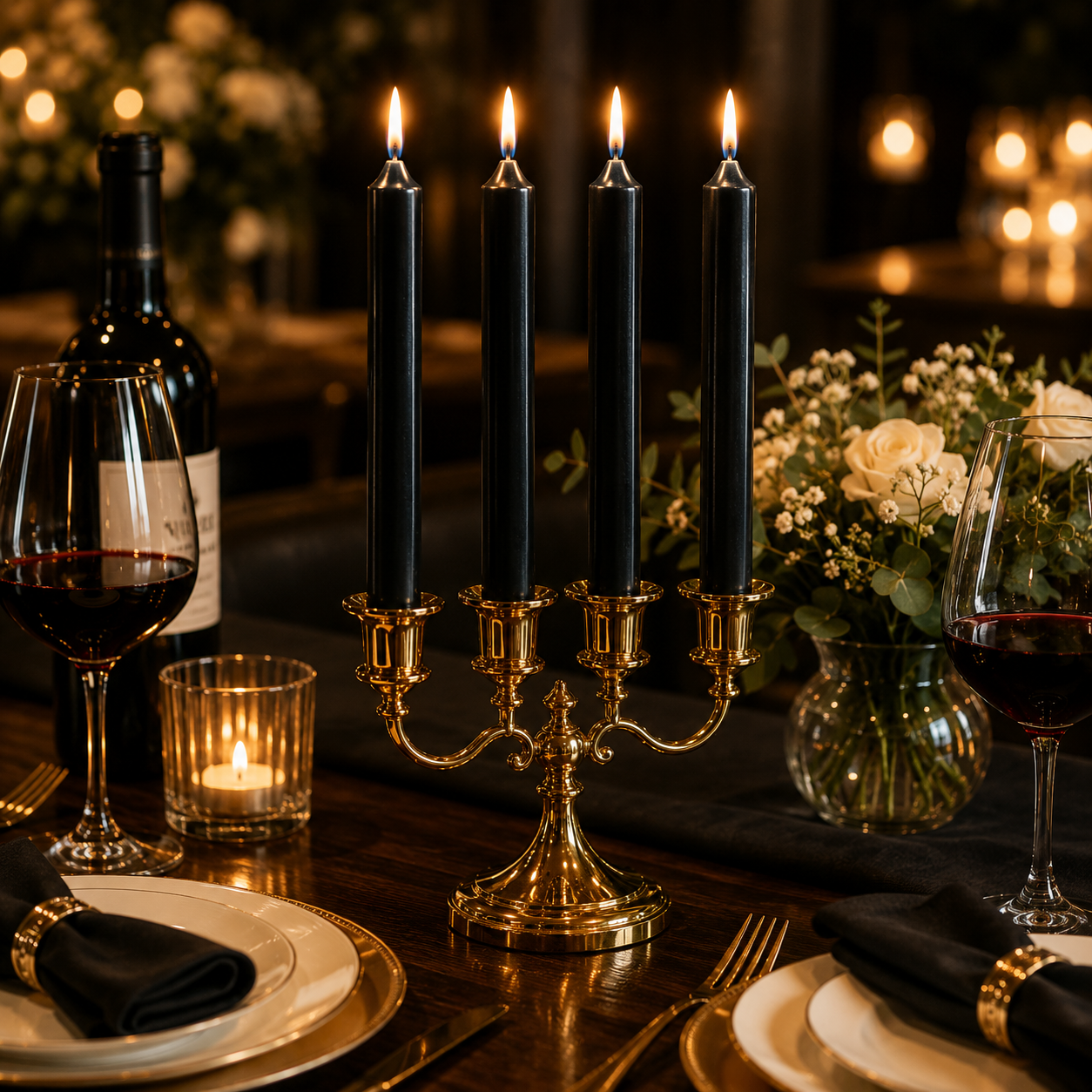 Home Universal® Pack de 16 Velas Cilíndricas Negro Elegante 175x20 mm, Velas para Candelabros, Decoración de Mesa, Bodas, Comuniones y Eventos