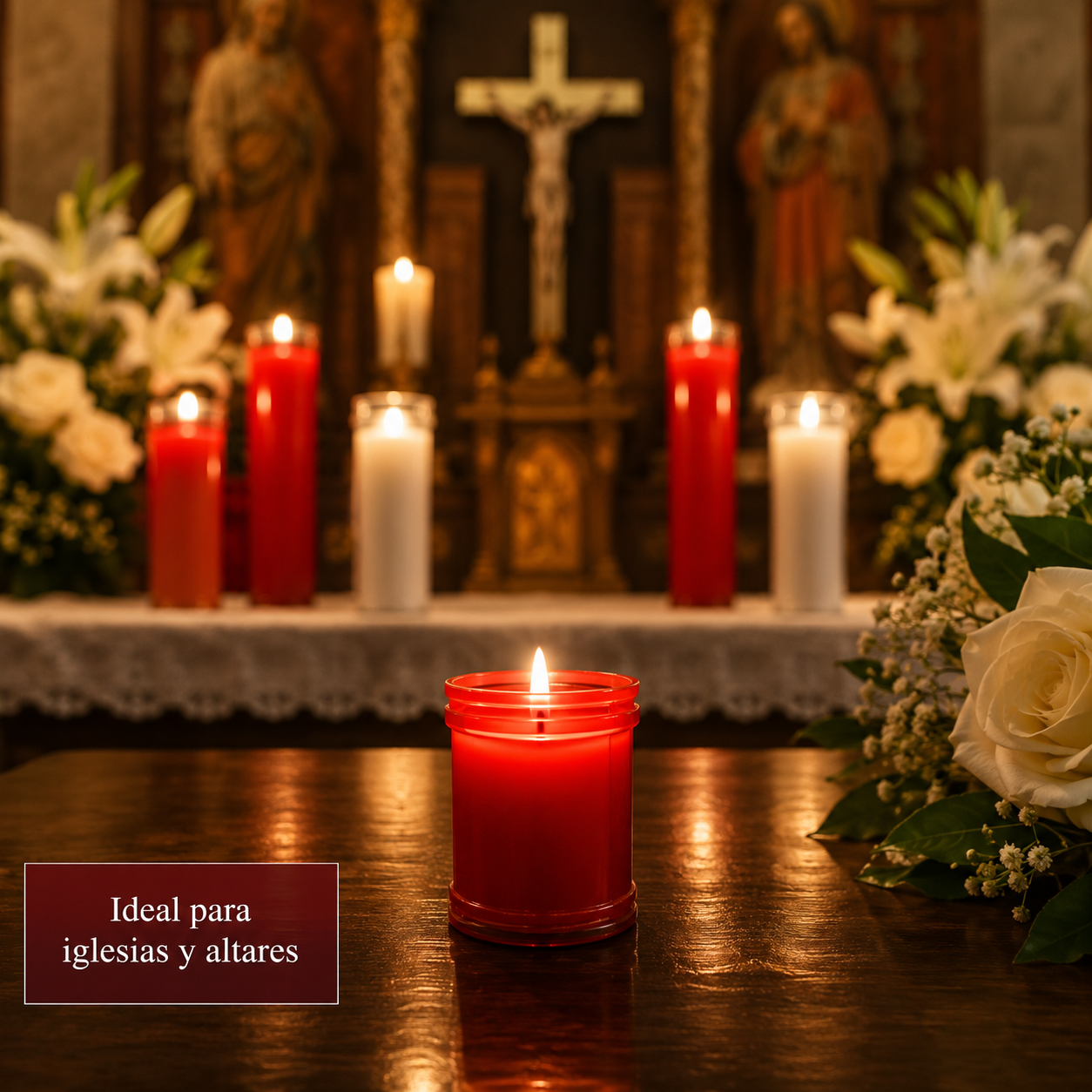 Home Universal® Velón Votivo para Iglesia y Altar, Rojo o Transparente, Varios Tamaños, Larga Duración, Ideal para Oración, Capillas, Iglesias y Velatorios (Velón Pequeño Rojo (12 Uds))