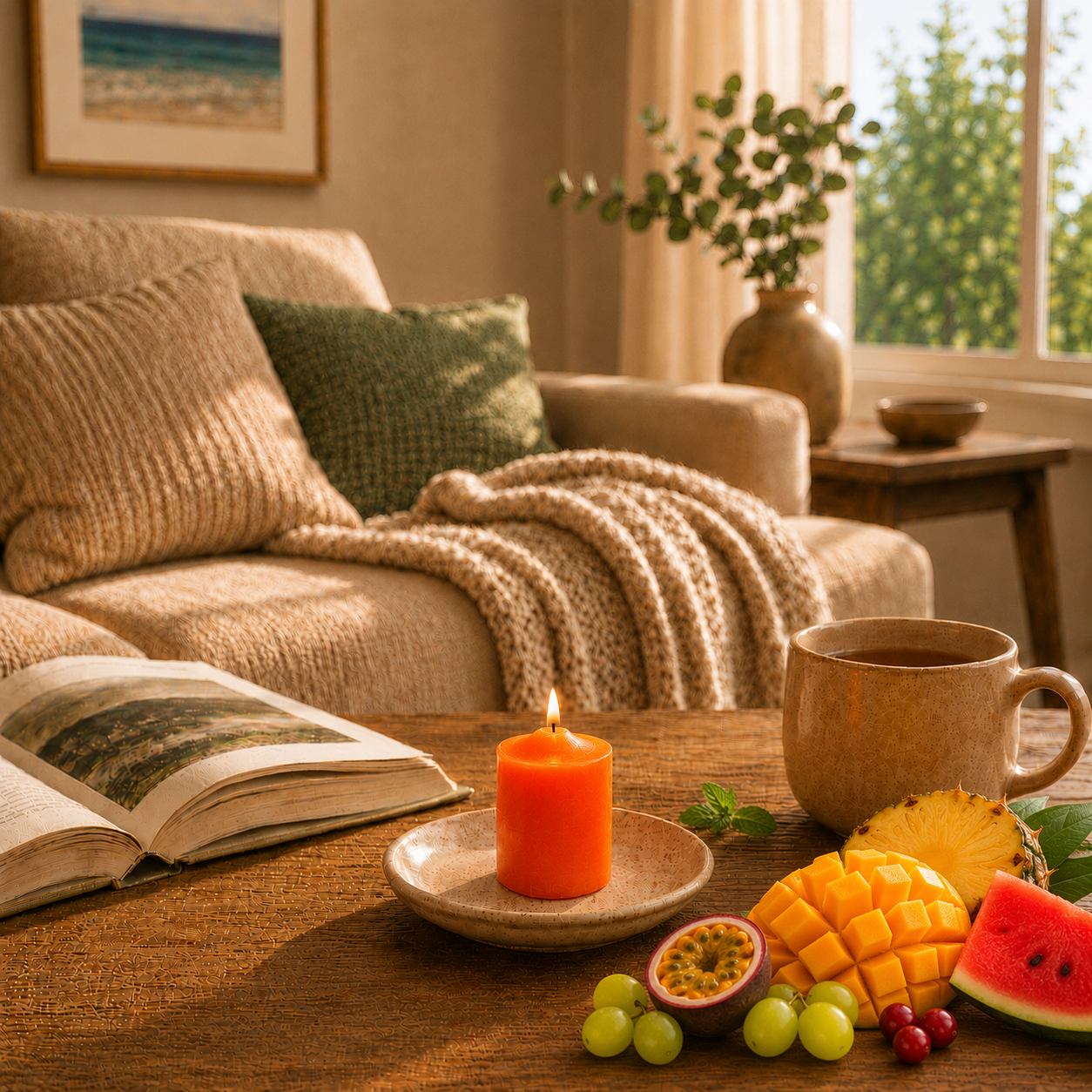 Home Universal® 6 Velas Aromáticas Perfumadas, 9 Aromas Disponibles, 2 Tamaños Disponibles, Velas Decorativas para Hogar, Relax, Spa y Aromaterapia (TROPICAL FRUITS Ø57 × 70 mm)