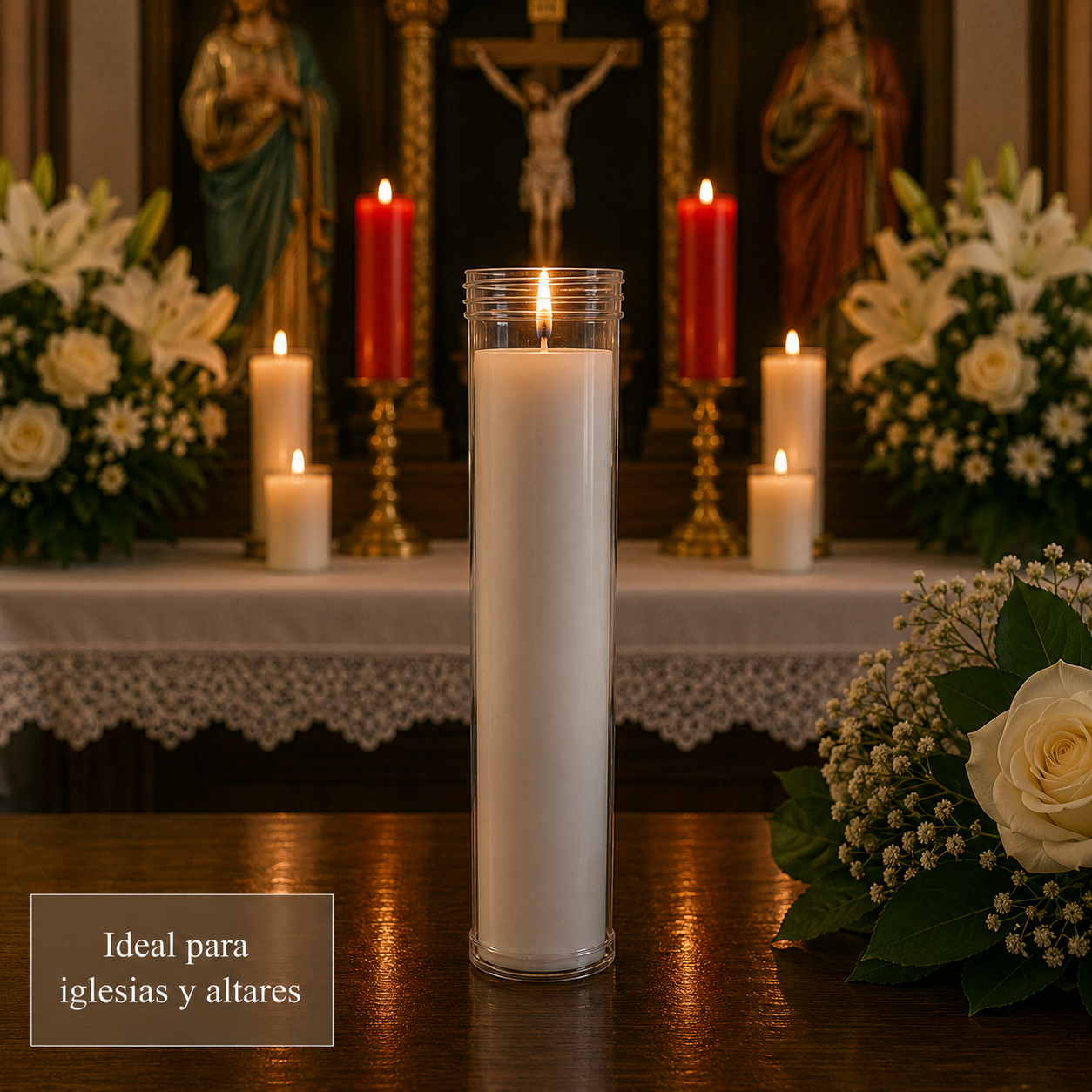 Home Universal® Velón Votivo para Iglesia y Altar, Rojo o Transparente, Varios Tamaños, Larga Duración, Ideal para Oración, Capillas, Iglesias y Velatorios (Velón Extralargo Transparente  (6 Uds))