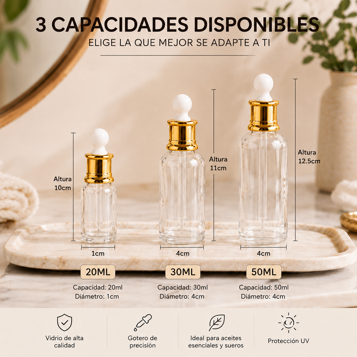 Home Universal® Frascos de Vidrio con Cuentagotas, Pipeta Redonda y Pipeta Larga, Botellas Vacías para Aceites Esenciales, Sérum, Cosmética, Perfumería, DIY (Pipeta Redonda, 20ml, 12 Unidades)