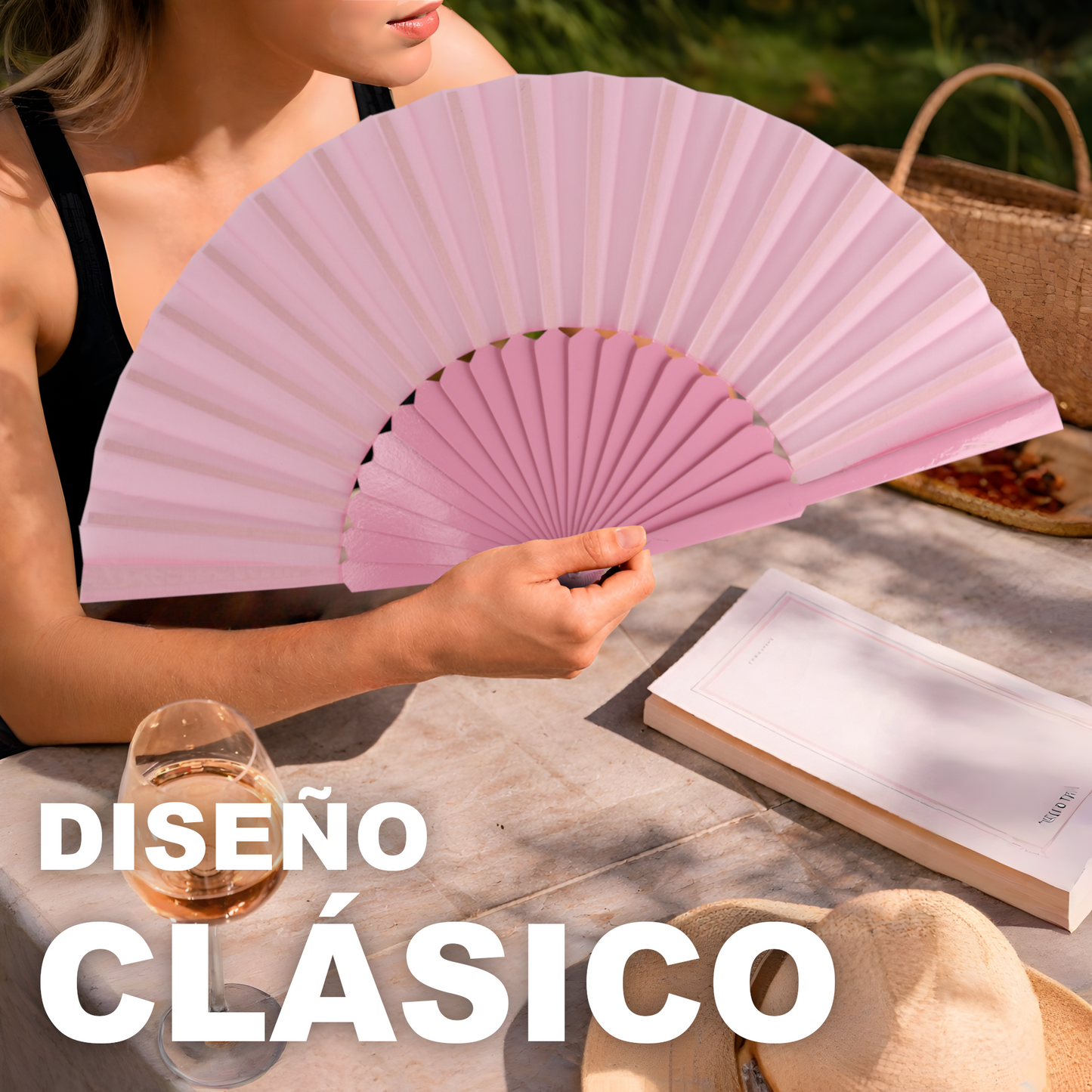 Home Universal® Abanico de madera con argollas para colgar, plegable, ligero y resistente, ideal para bodas, eventos y verano, diseño clásico y portátil perfecto para regalo y uso diario - Rosa Palo (30CM)